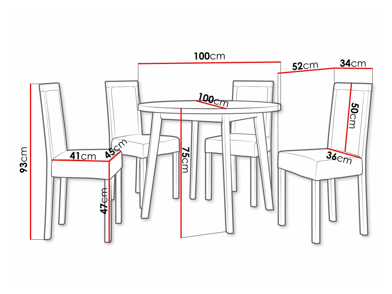 Ēdamistabas komplekts Victorville 306 (Melns)
