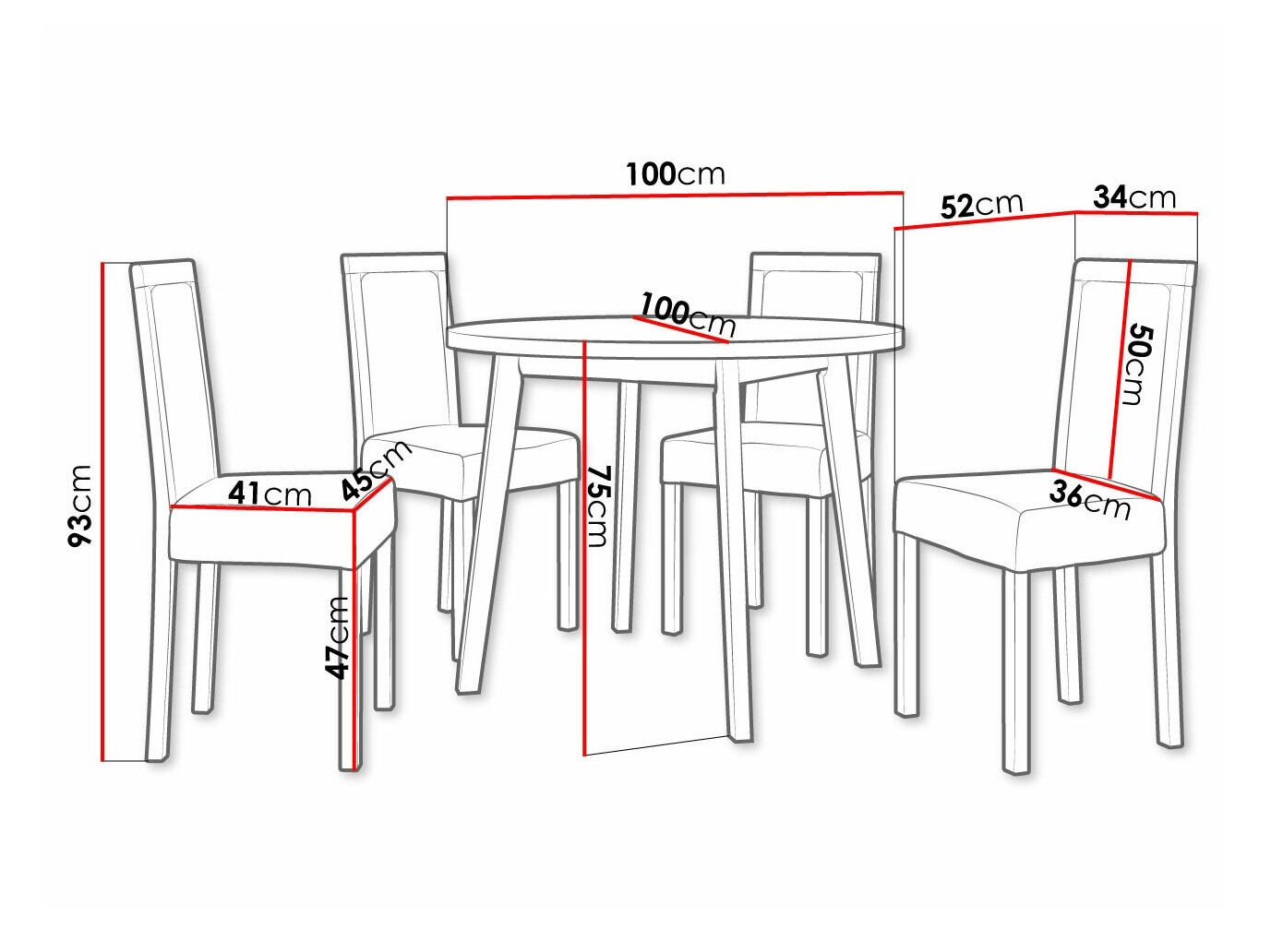 Ēdamistabas komplekts Victorville 306 (Melns)
