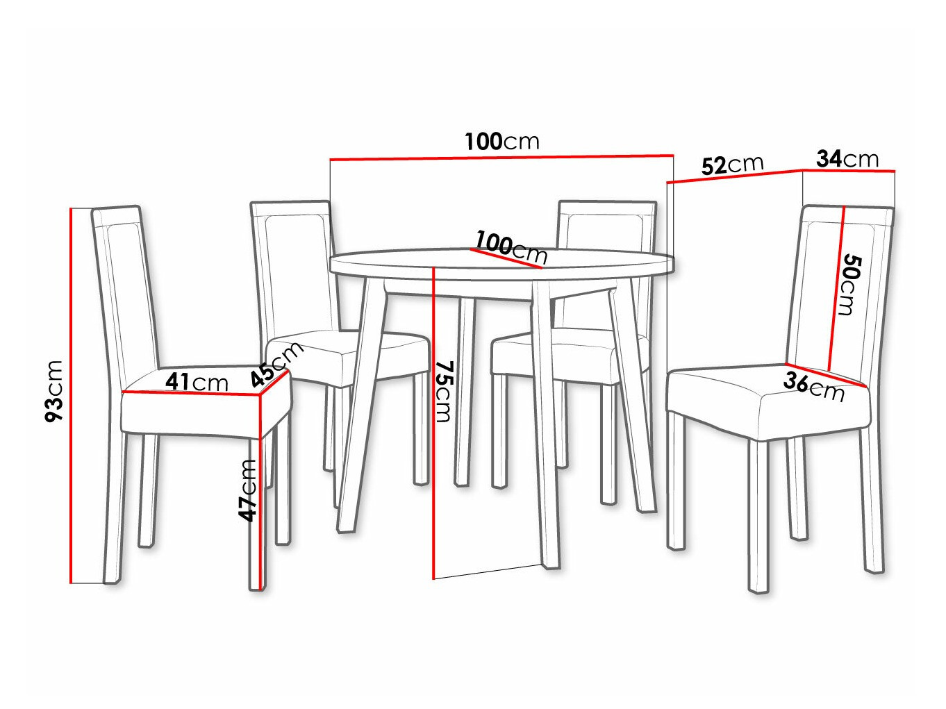 Ēdamistabas komplekts Victorville 306 (Melns)