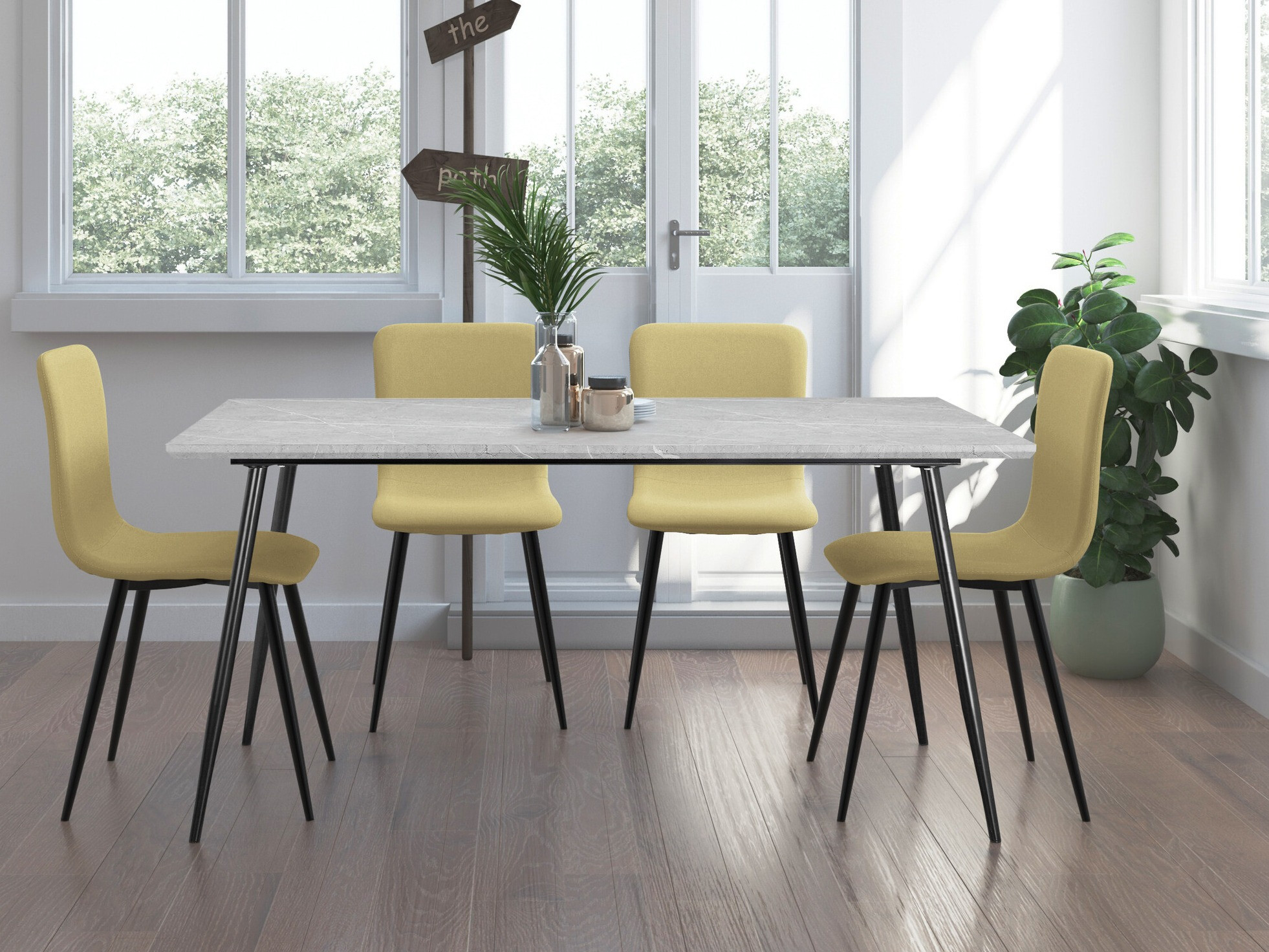 Galds Denton 762 (Pelēks marmors + Melns)