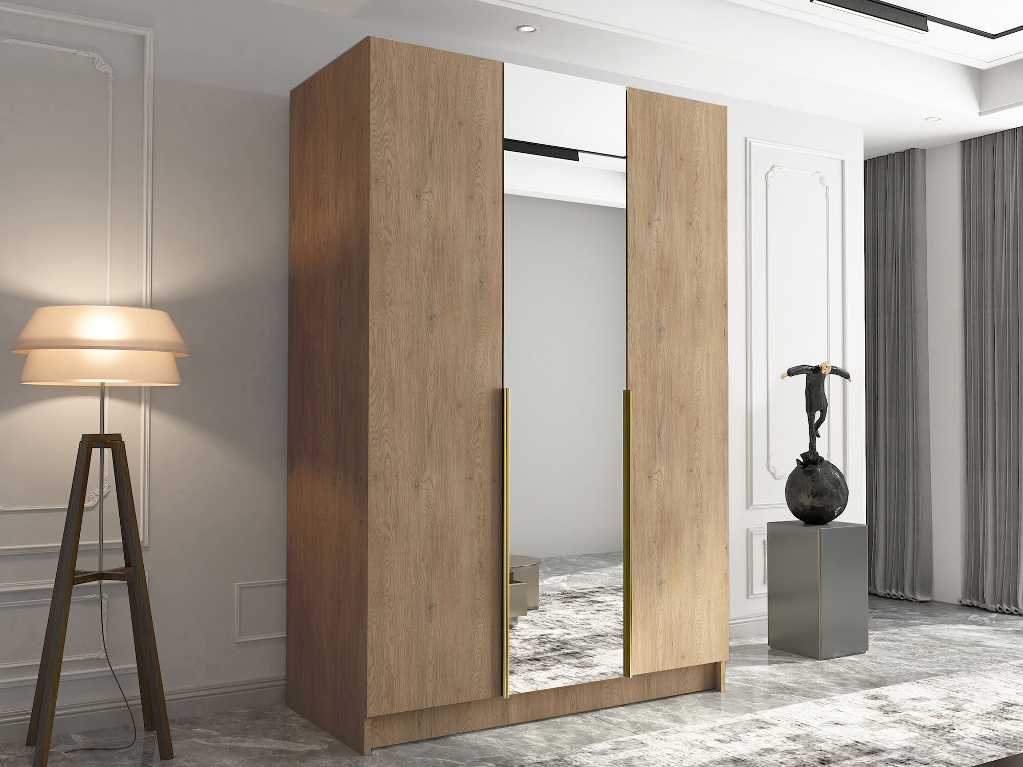 Шкаф Closico 197 (Светлое дерево + Золотой)