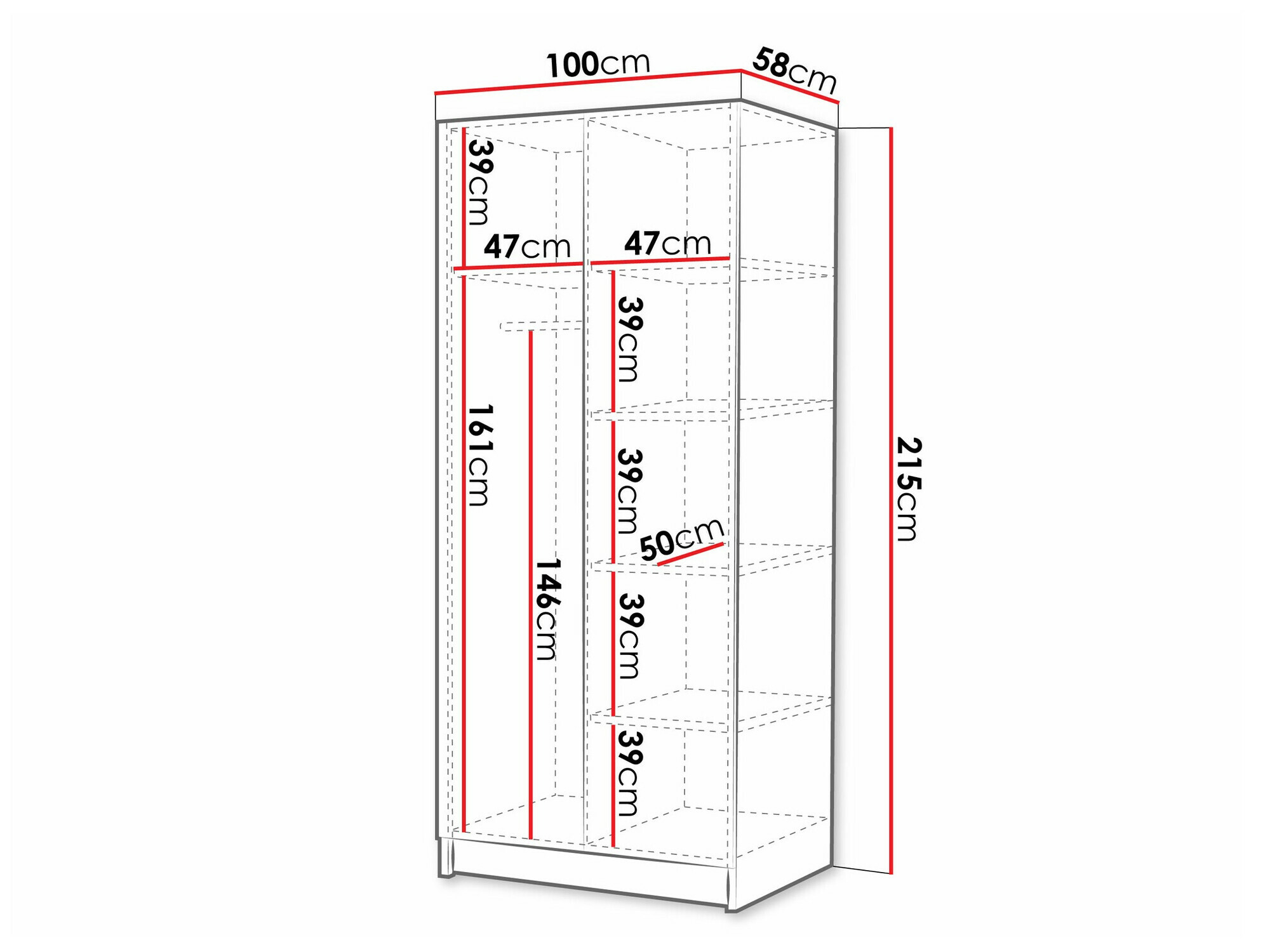 Skapis Closico 193 (Gaišs koks + Melns)