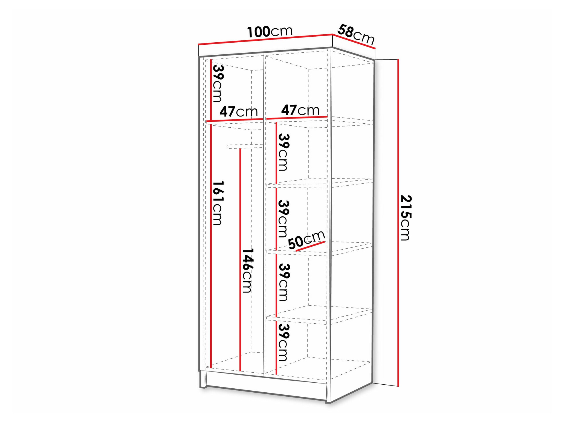 Skapis Closico 195 (Lighkoks + Melns)