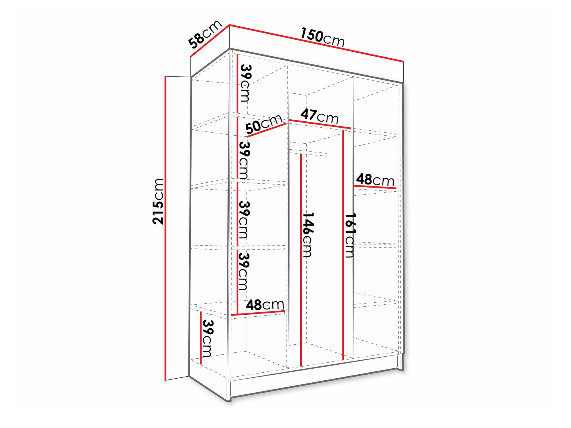 Skapis Closico 197 (Gaišs koks + Melns)