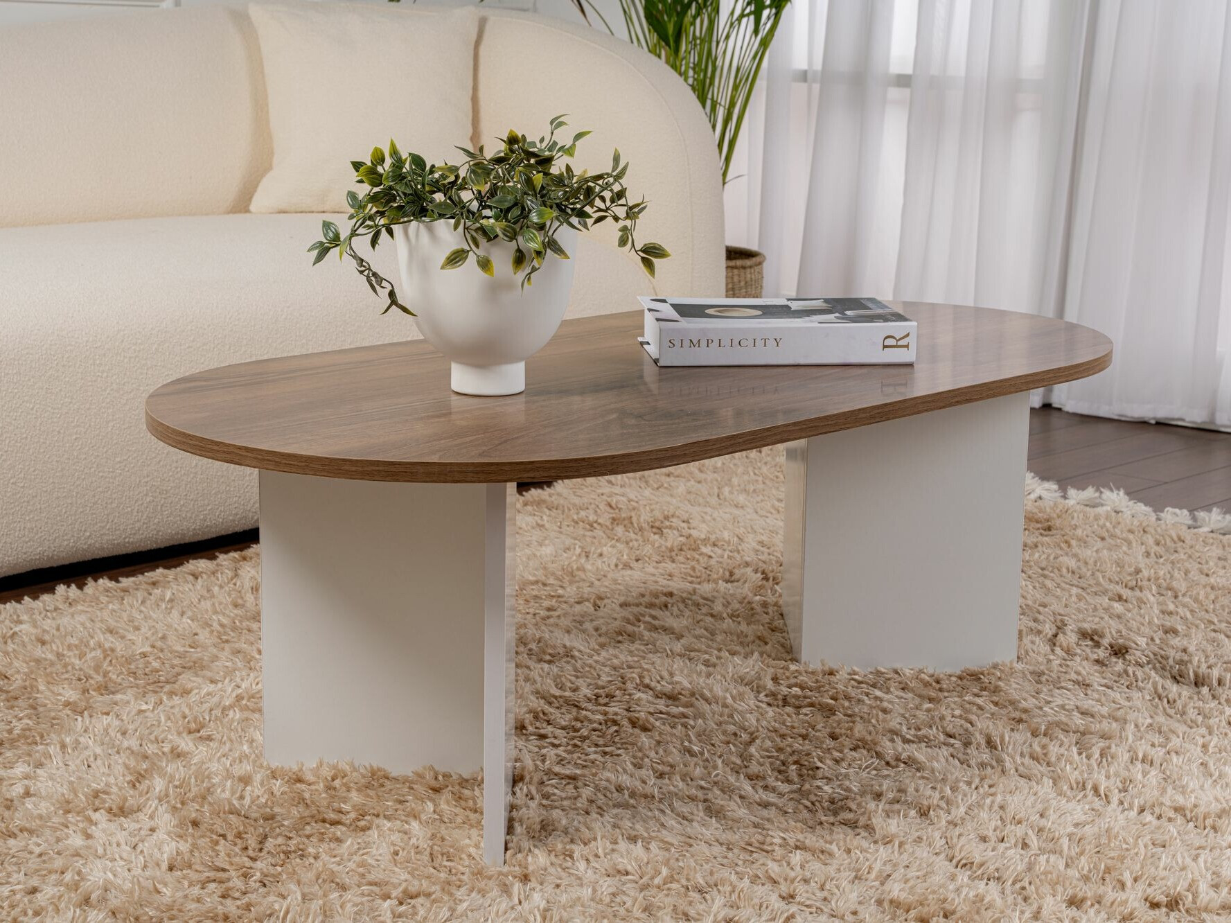 Žurnālu galdiņš Novato 111 (Riekstkoks + Balts)