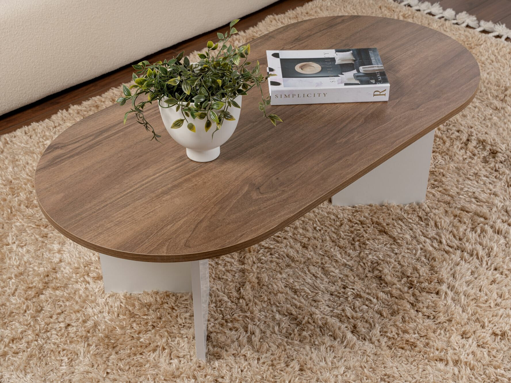 Žurnālu galdiņš Novato 111 (Riekstkoks + Balts)