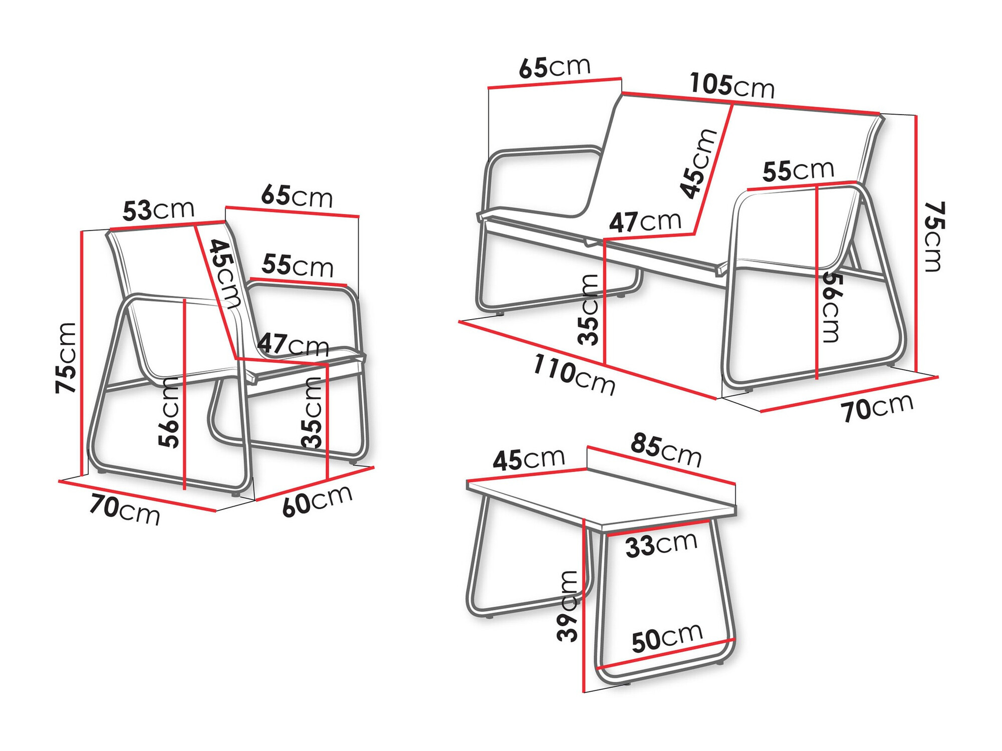Dārza mēbeļu komplekts Richardson 133 (Antracīts)