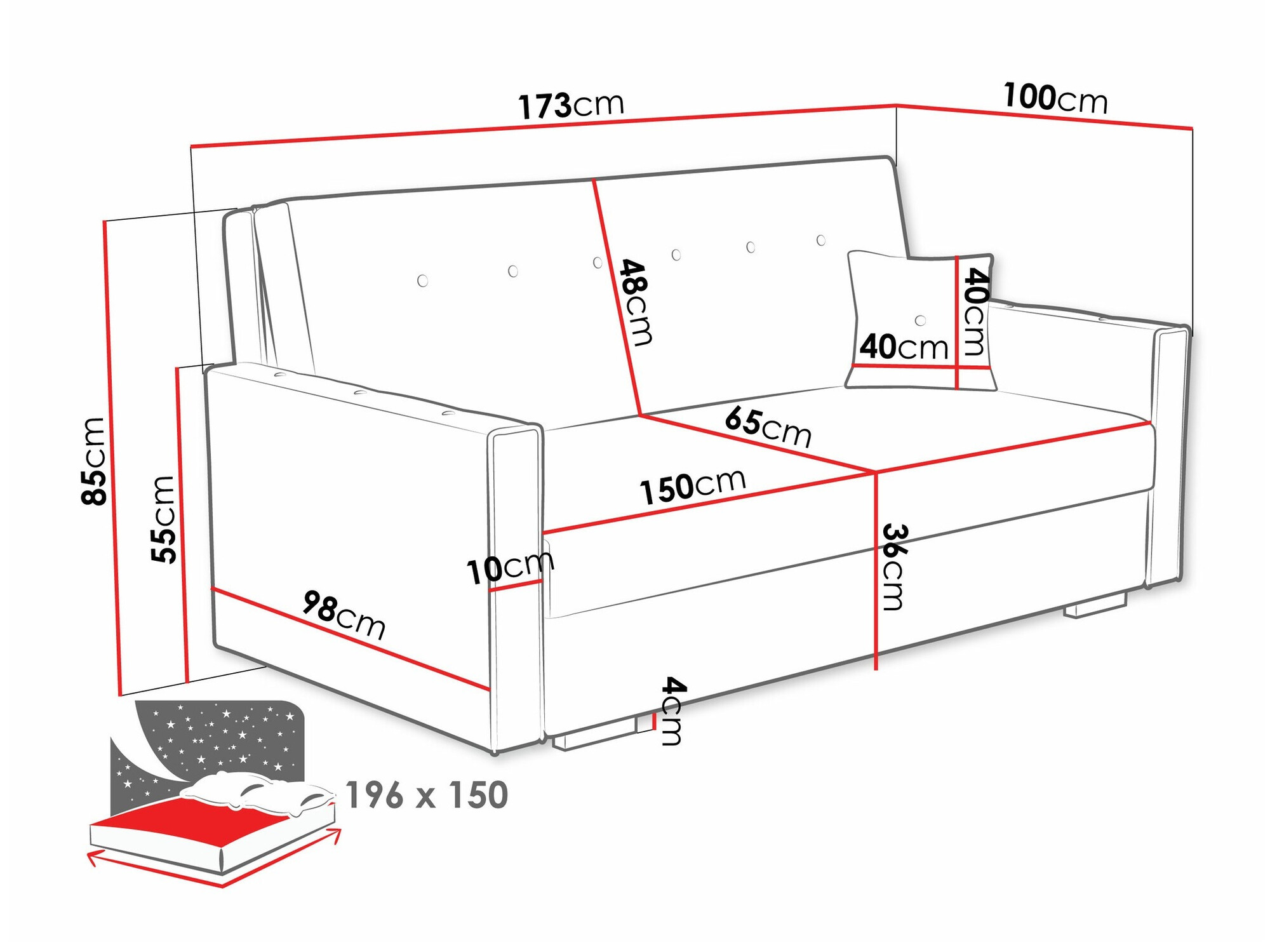 Dīvāns gulta Columbus 233 (Coral 15)