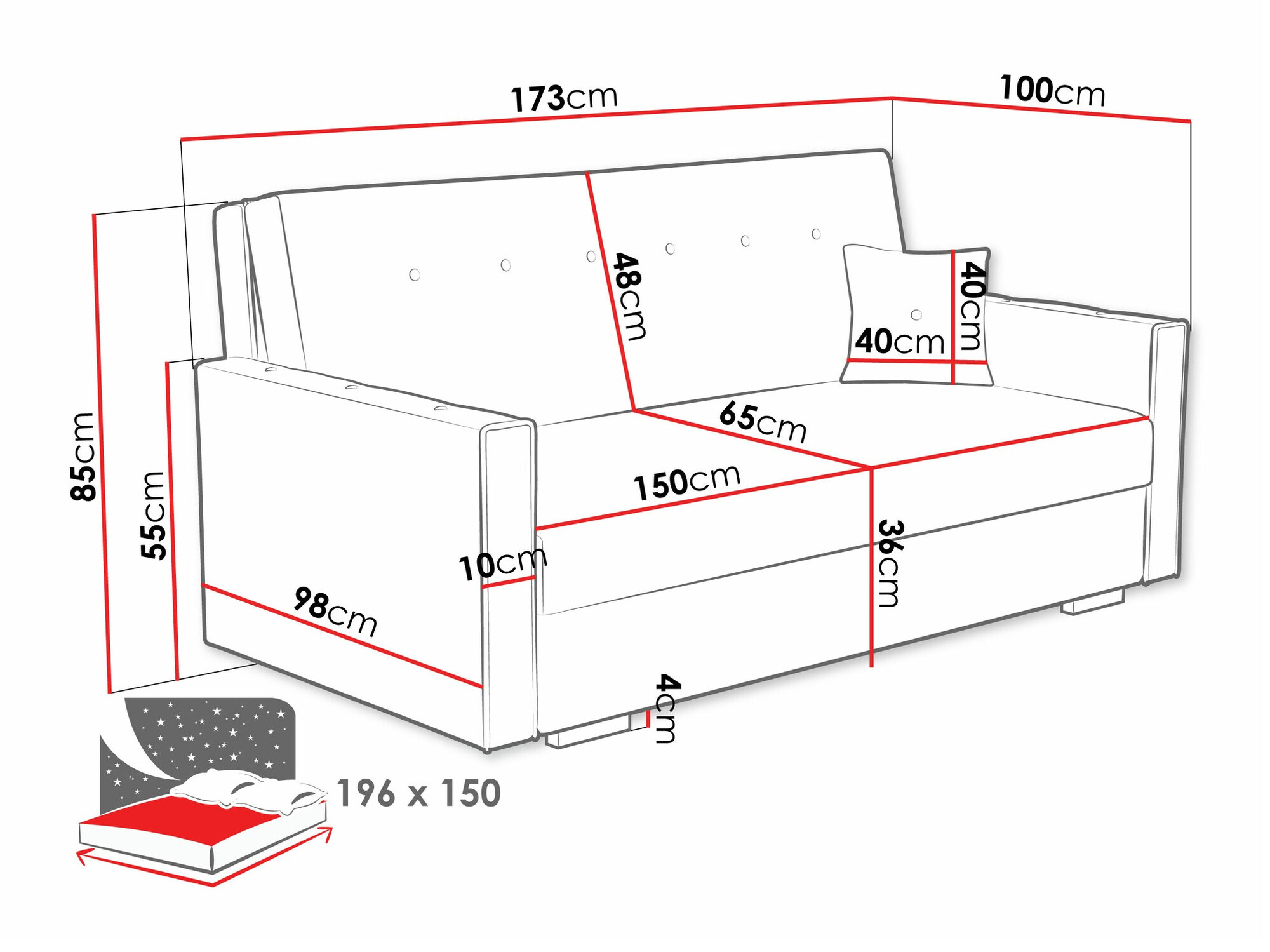 Dīvāns gulta Columbus 233 (Coral 55)