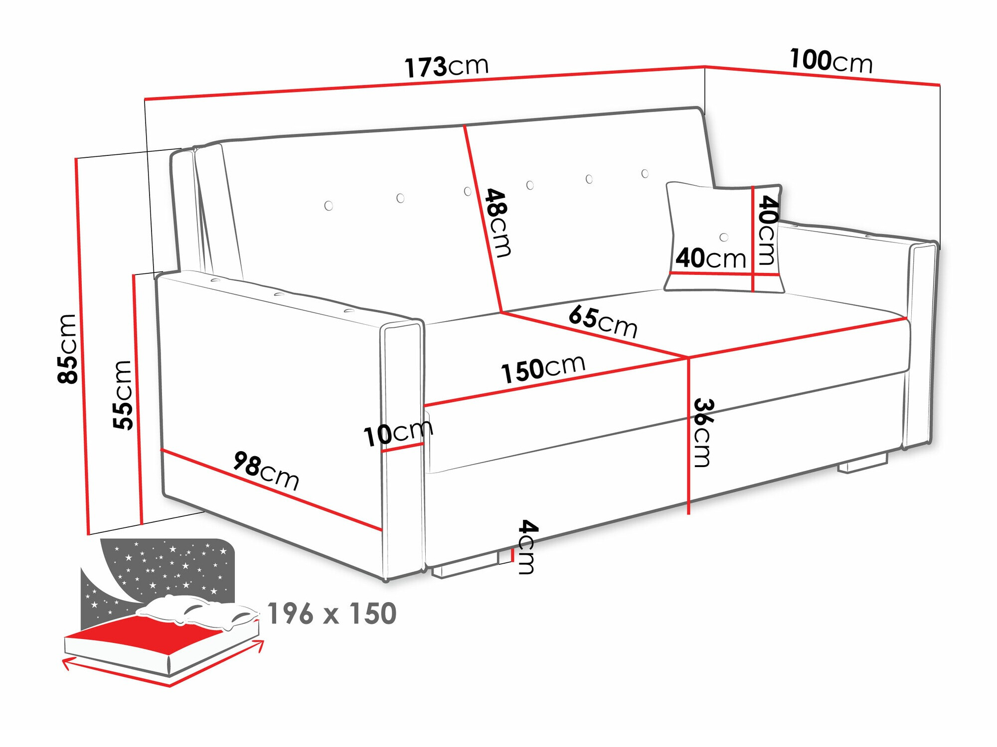 Dīvāns gulta Columbus 233 (Coral 65)