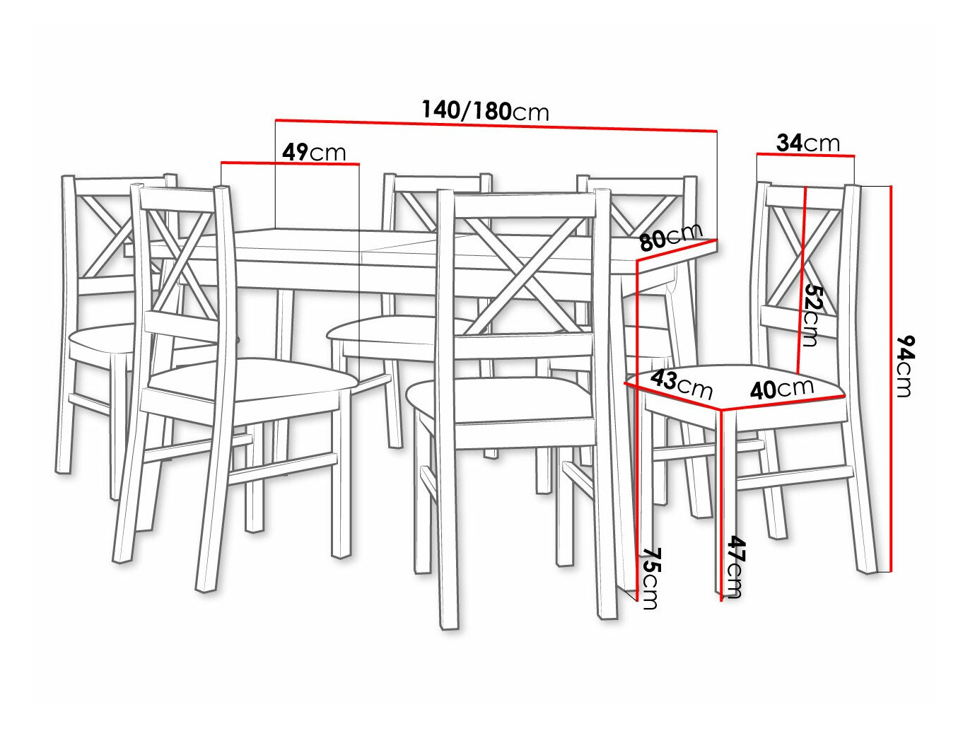 Ēdamistabas komplekts Victorville 316 (Melns)
