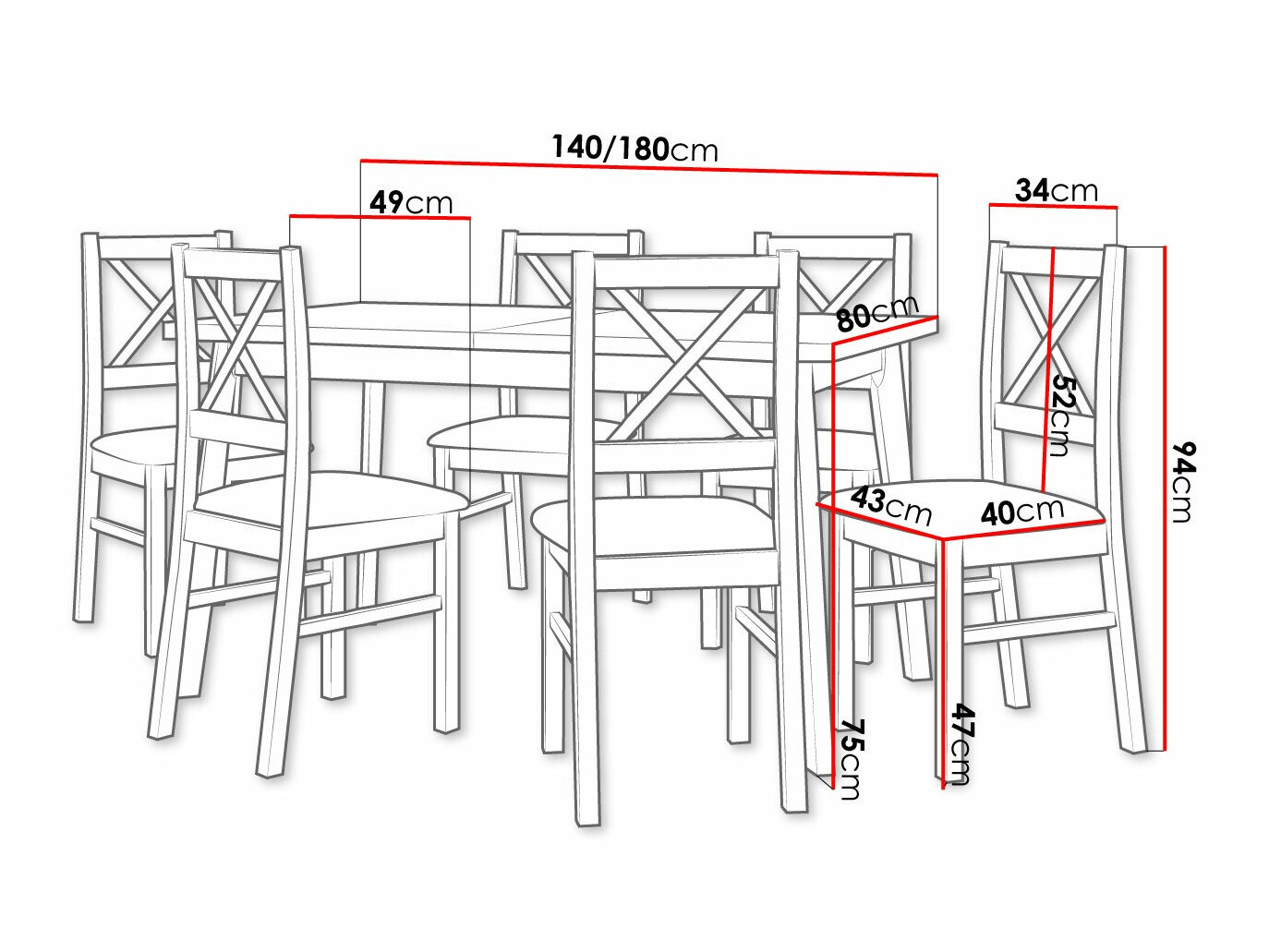 Ēdamistabas komplekts Victorville 316 (Melns)