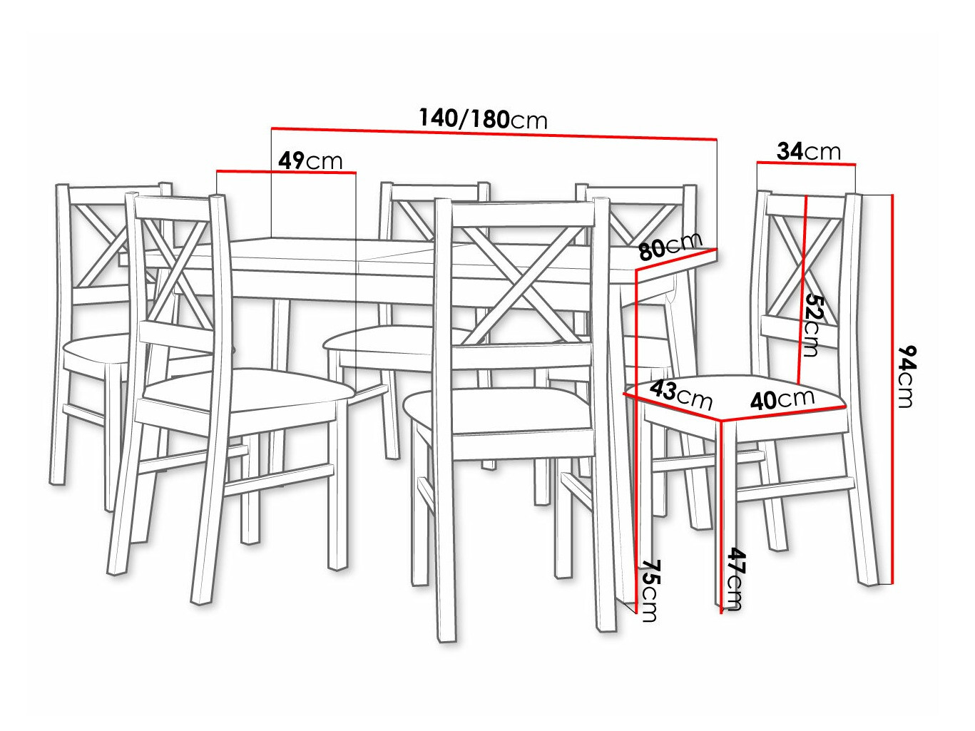 Ēdamistabas komplekts Victorville 316 (Melns)