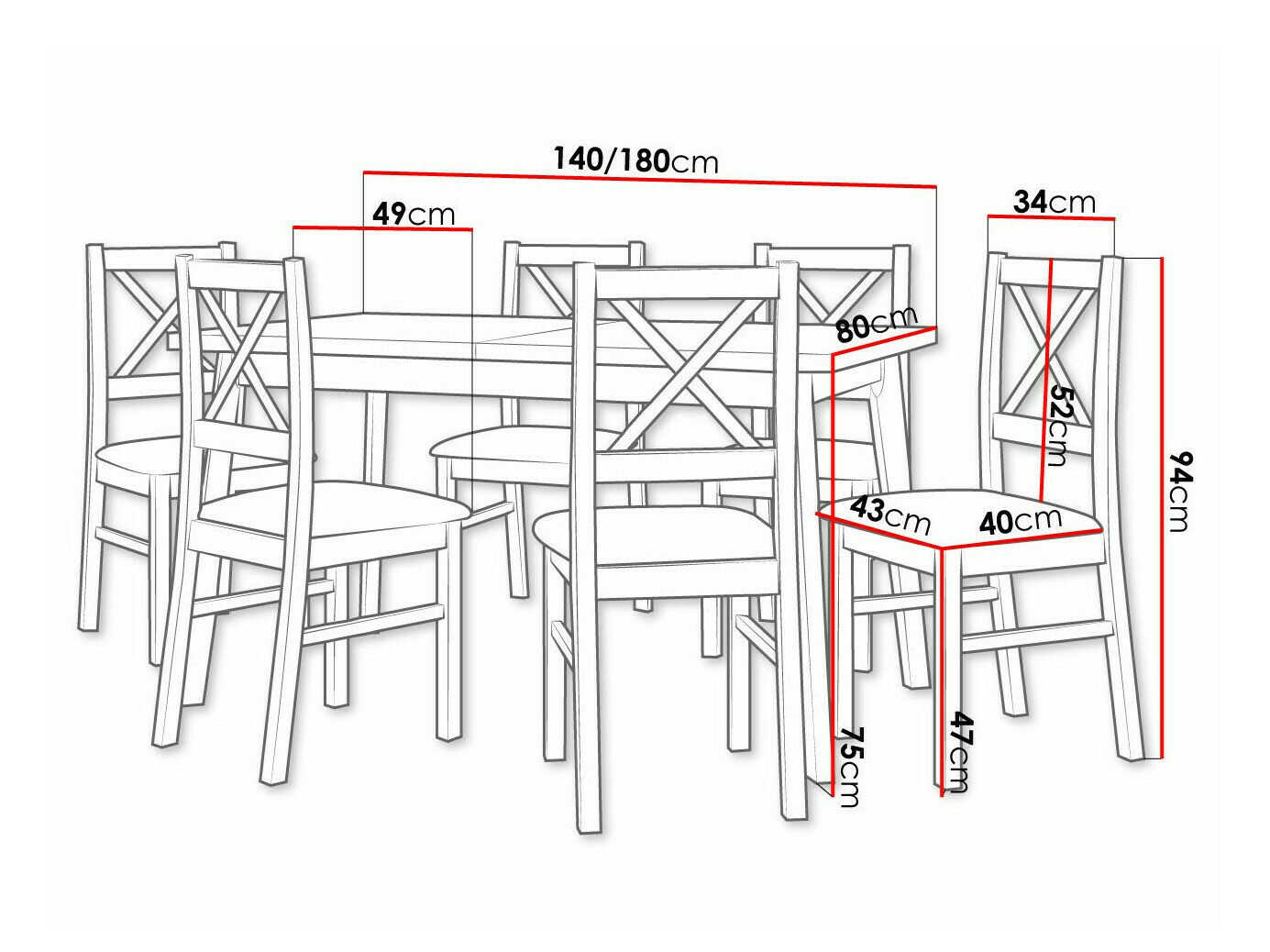 Ēdamistabas komplekts Victorville 317 (Melns)