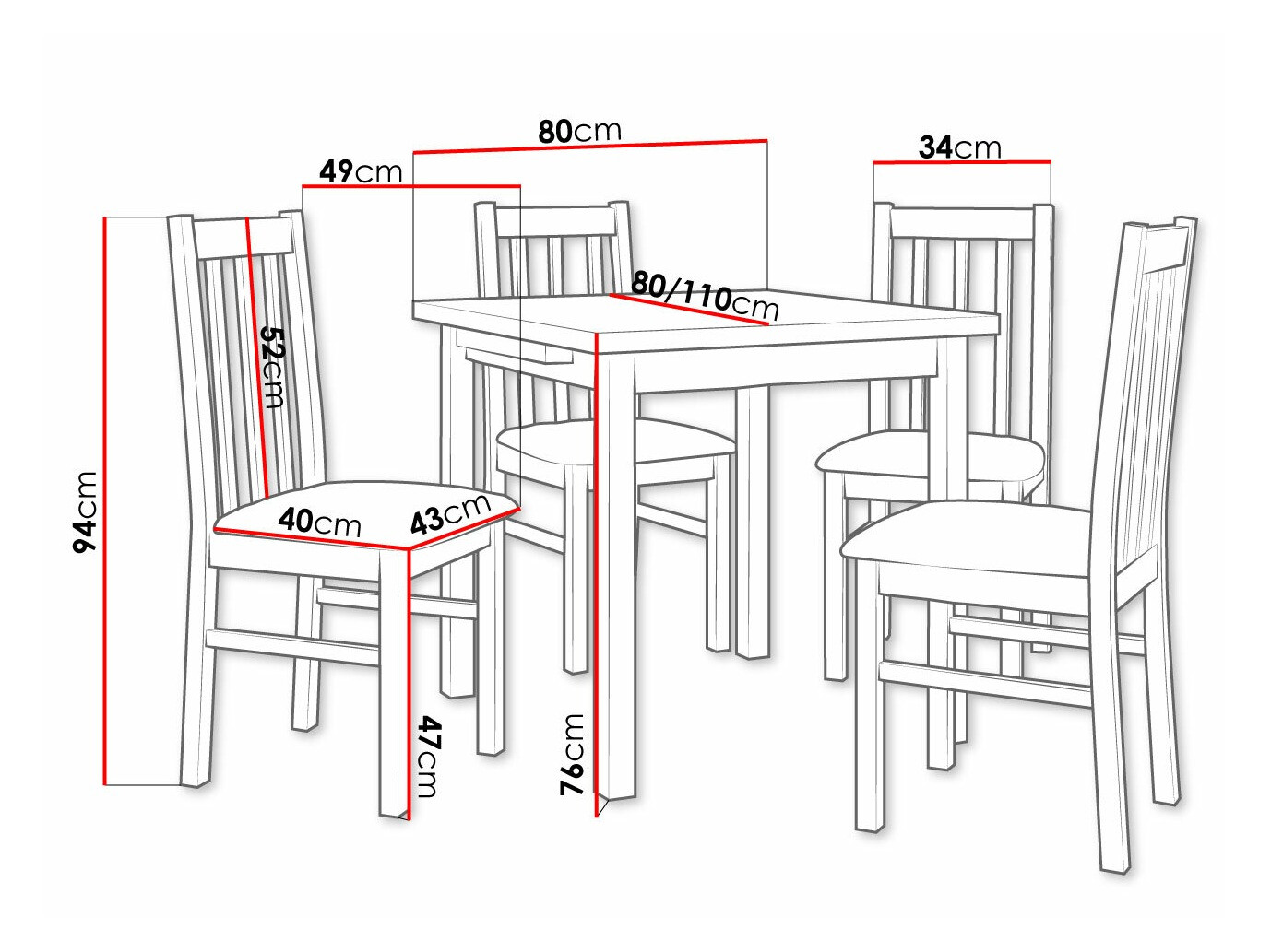 Ēdamistabas komplekts Victorville 319 (Balts)