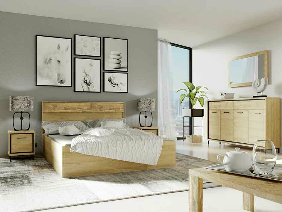 Guļamistabas komplekts Etrmoni 122 (Gaišs koks + Ozols)