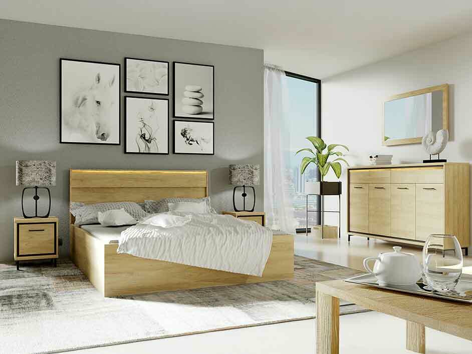 Guļamistabas komplekts Etrmoni 122 (Gaišs koks)