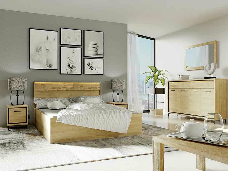 Спальный гарнитур Etrmoni 122 (Светлое дерево + Дуб)