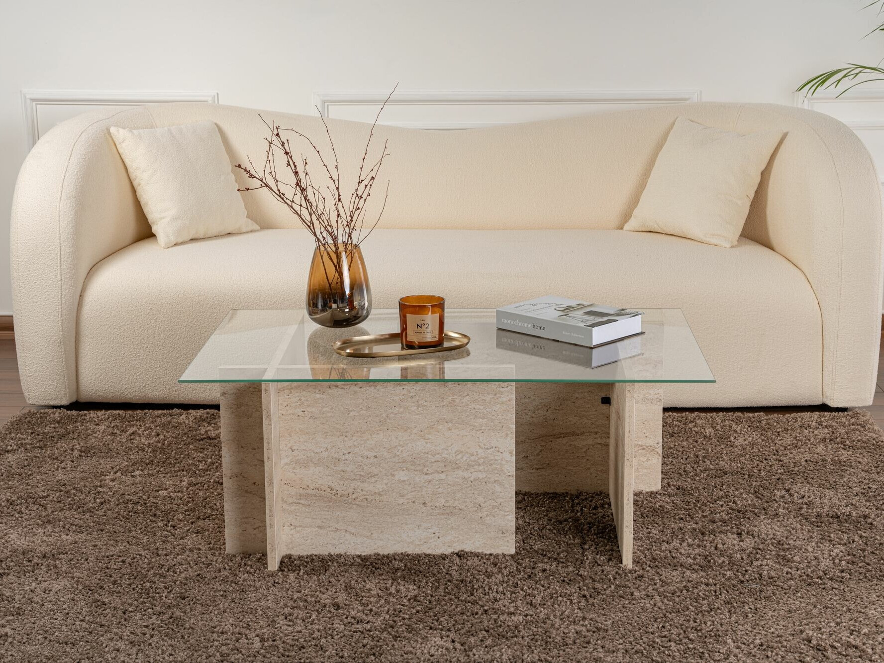 Žurnālu galdiņš Novato 112 (Gaišs travertīns)