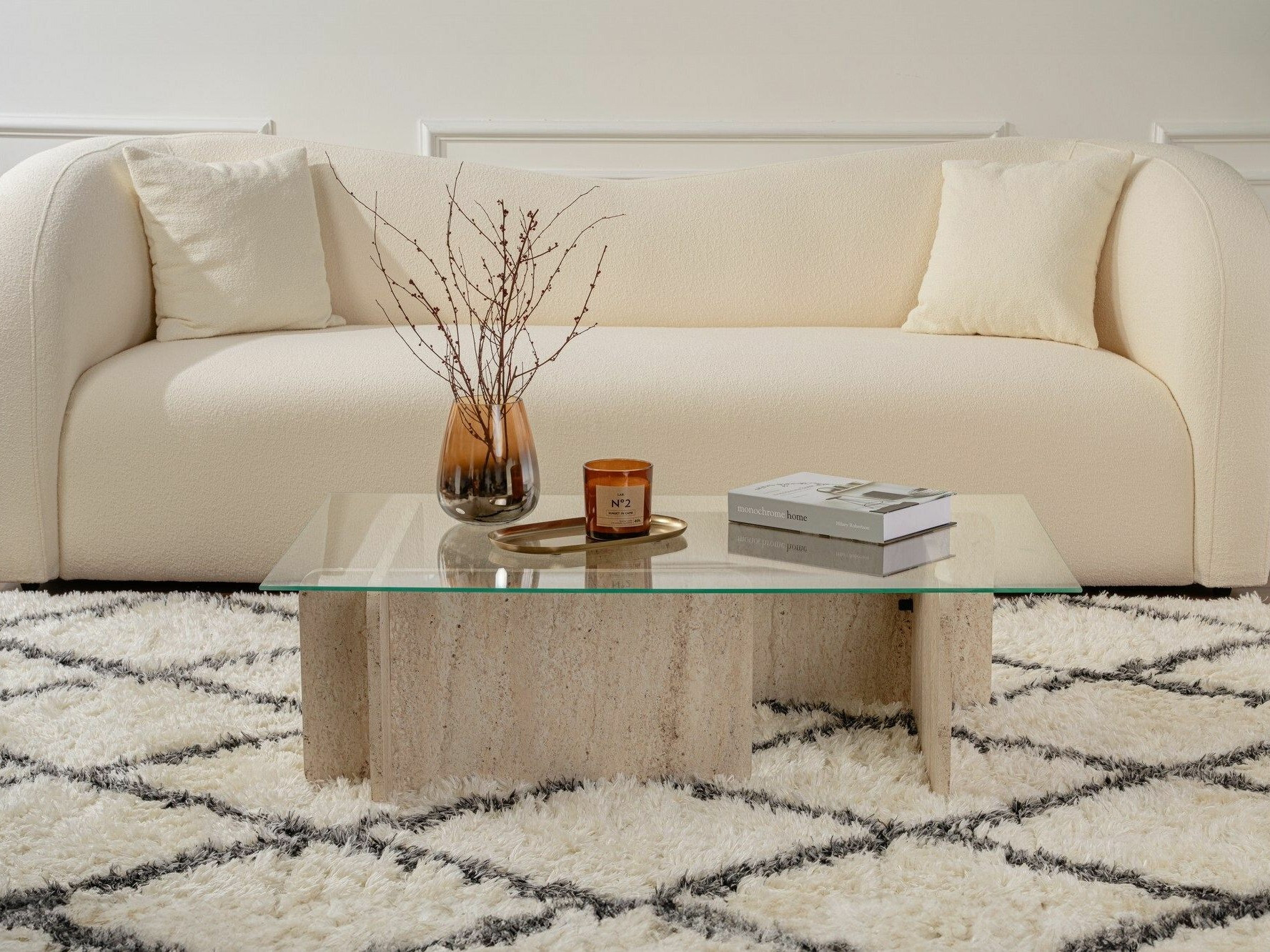 Žurnālu galdiņš Novato 113 (Gaišs travertīns)