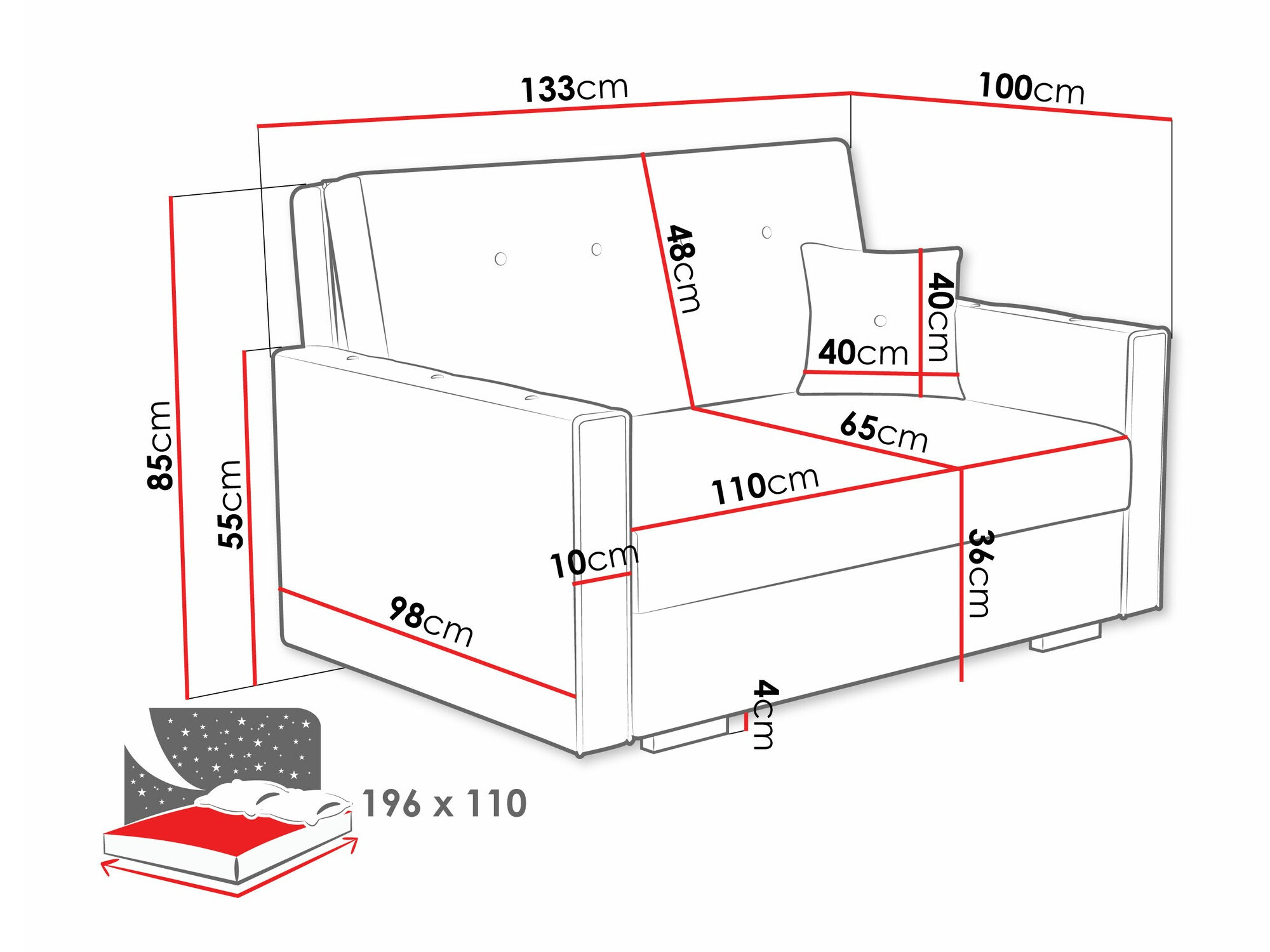 Dīvāns gulta Columbus 235 (Coral 65)
