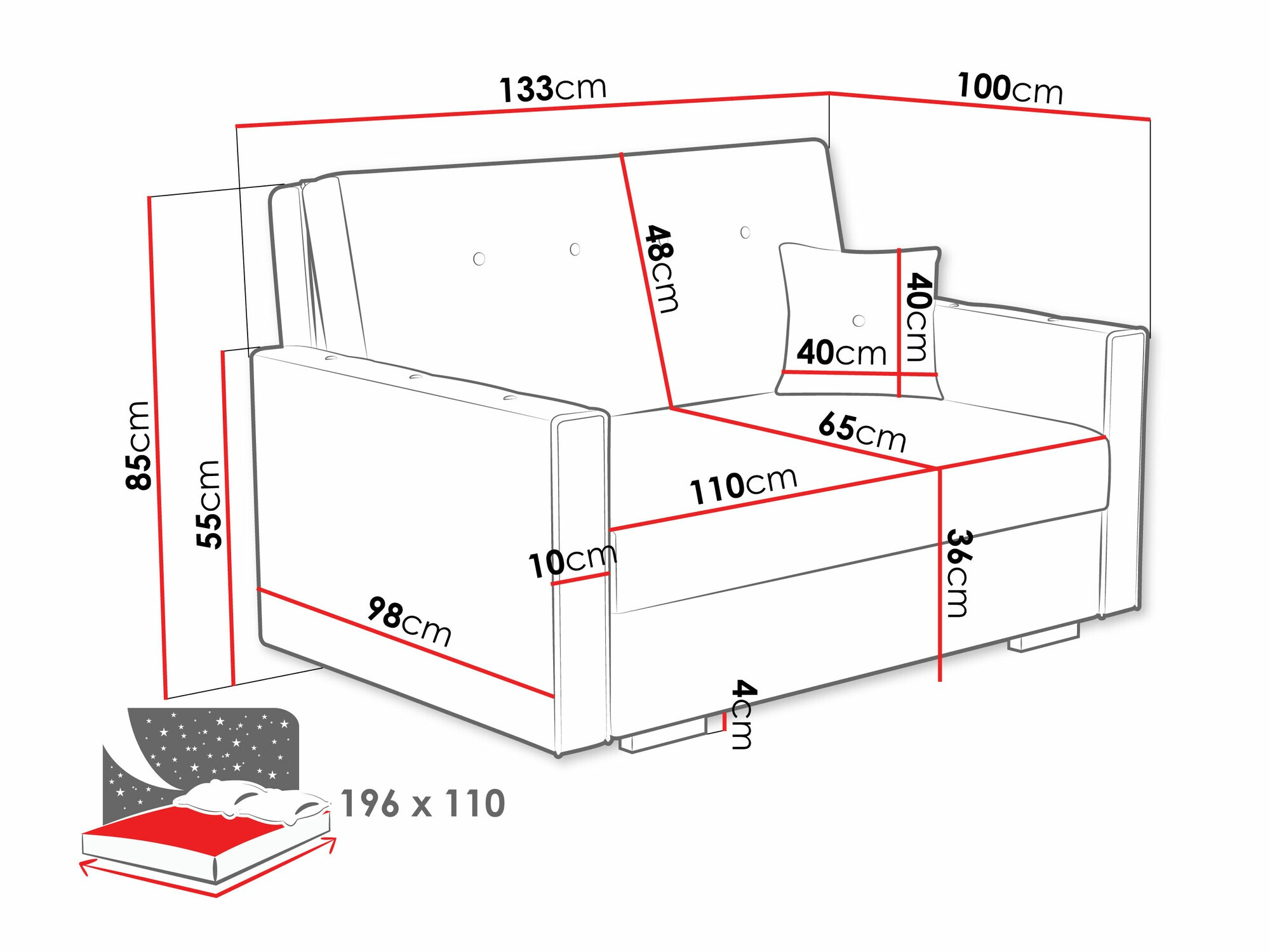 Dīvāns gulta Columbus 235 (Coral 75)