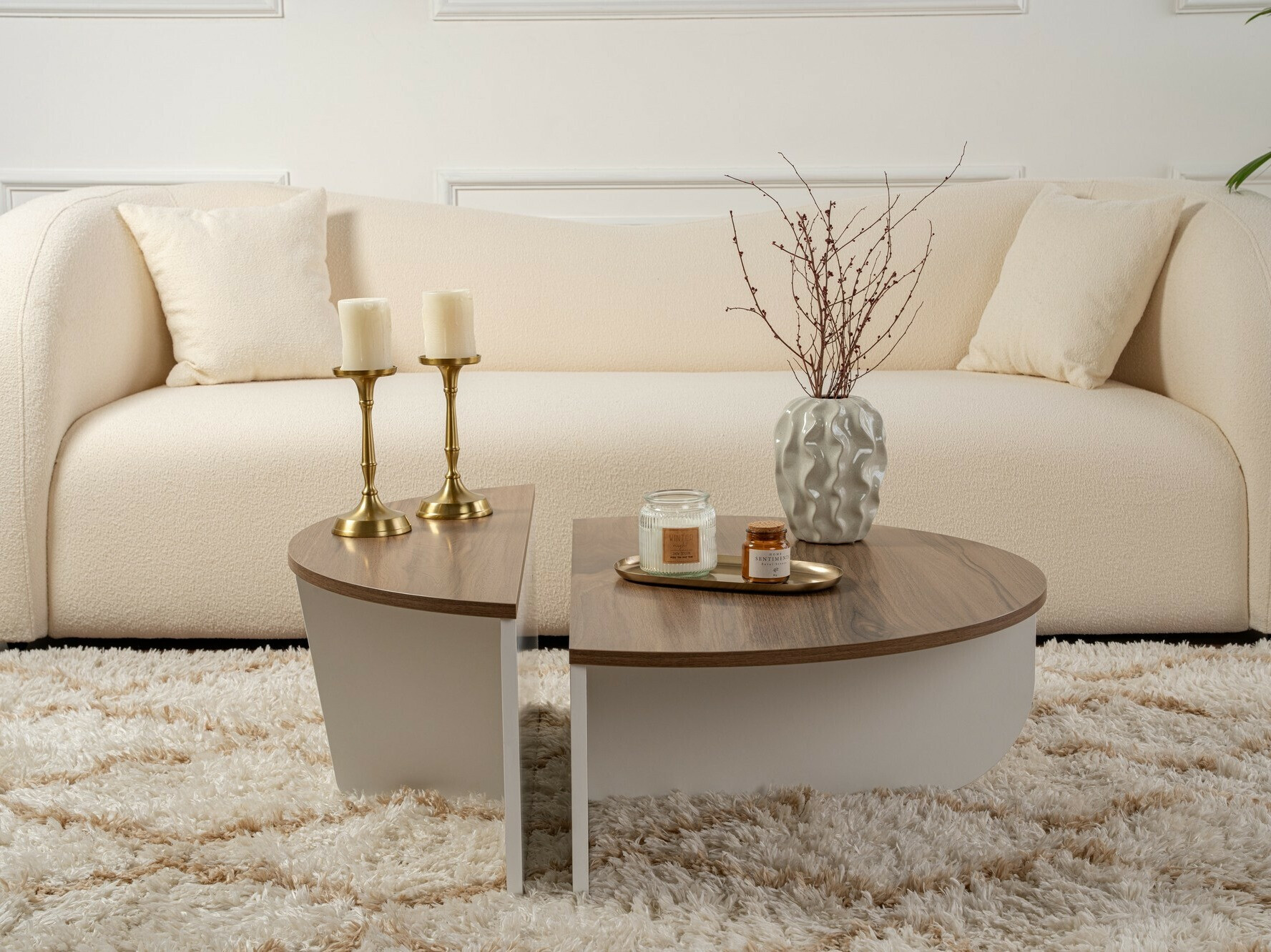 Комплект журнальных столиков Novato 100 (Грецкий орех + Белый)