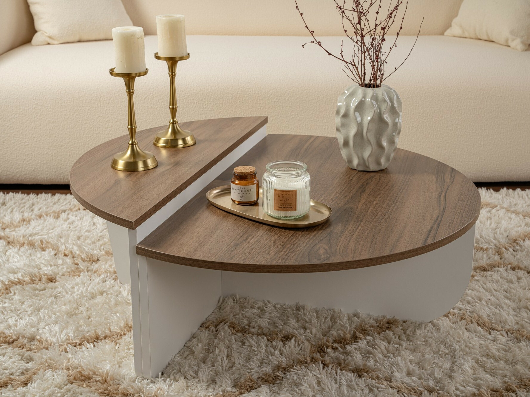 Комплект журнальных столиков Novato 100 (Грецкий орех + Белый)