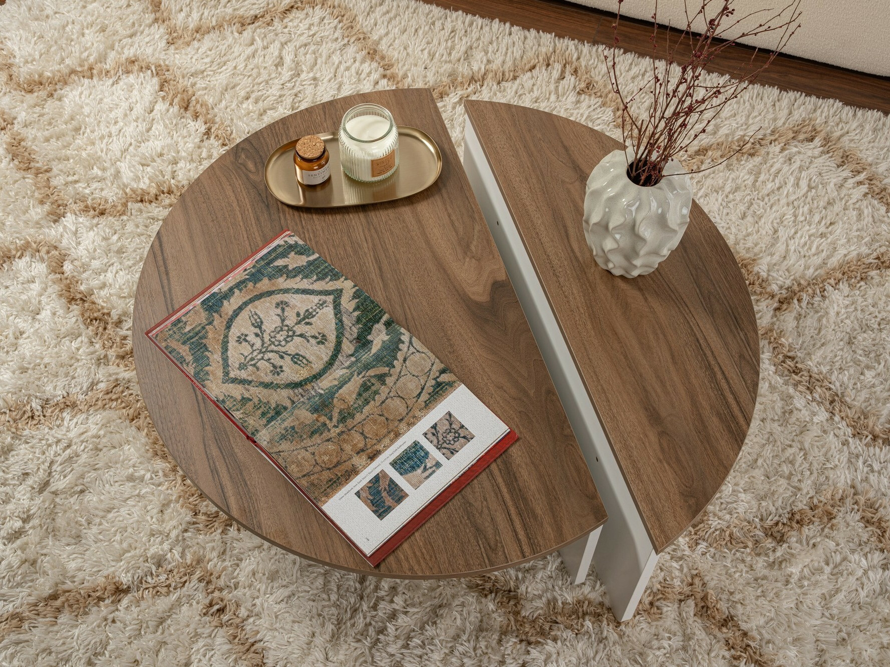 Комплект журнальных столиков Novato 100 (Грецкий орех + Белый)