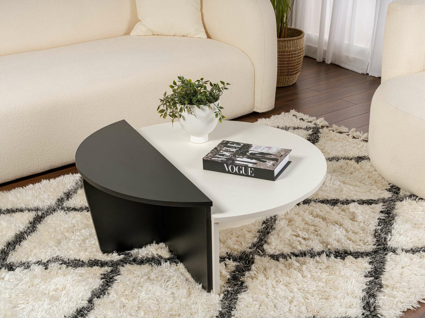 Комплект журнальных столиков Novato 100 (Крем + Чёрный)