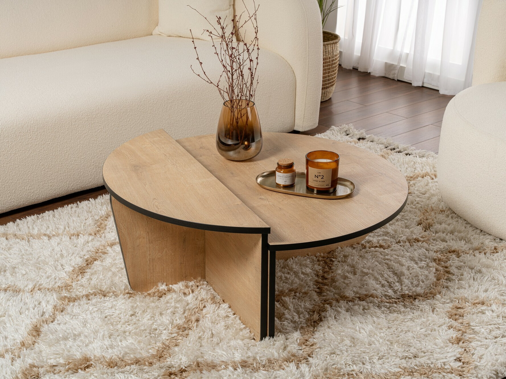 Комплект журнальных столиков Novato 100 (Медовый дуб + Чёрный)