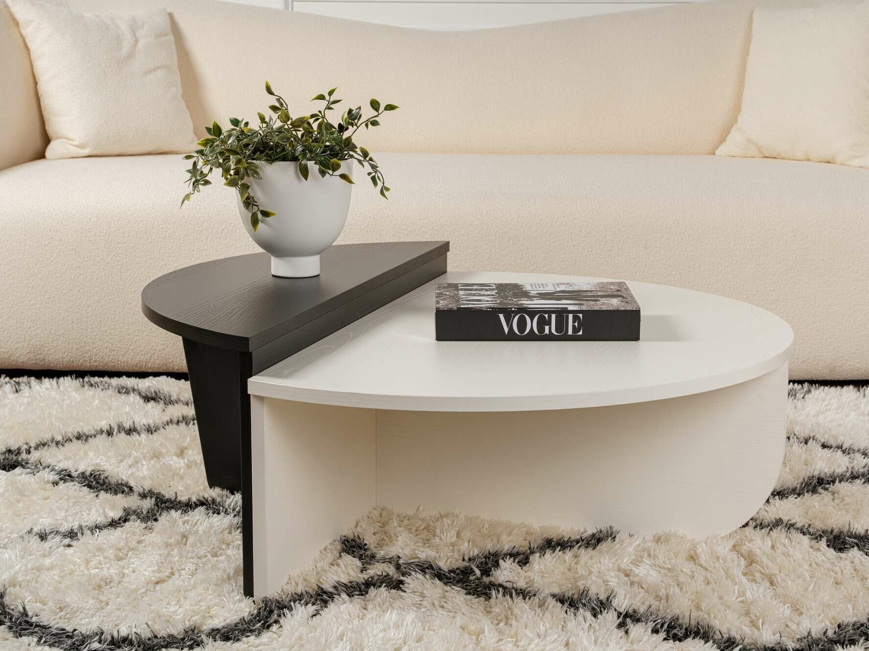 Žurnālu galdiņu komplekts Novato 100 (Krēms + Melns)