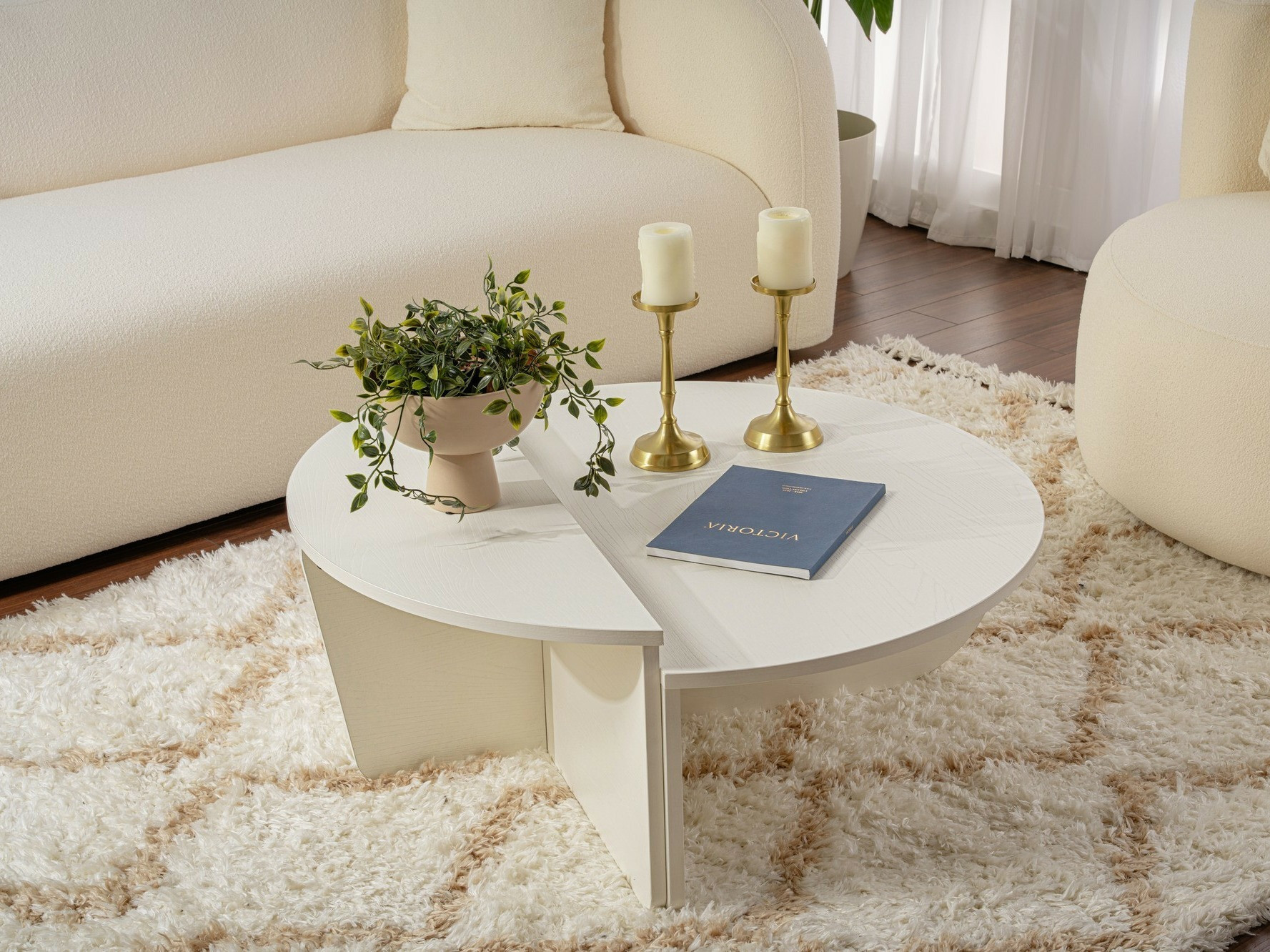 Žurnālu galdiņu komplekts Novato 100 (Krēms)