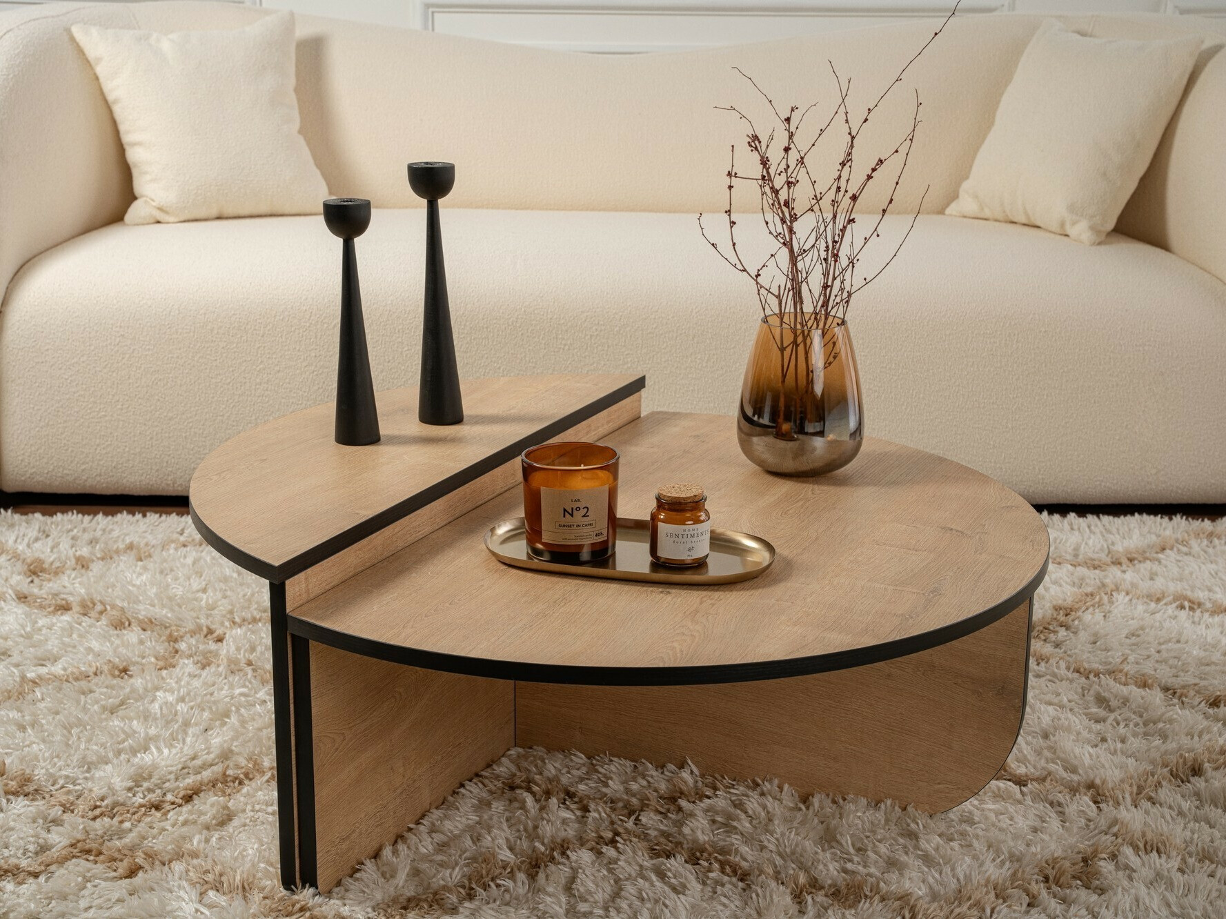 Žurnālu galdiņu komplekts Novato 100 (Medus ozols + Melns)