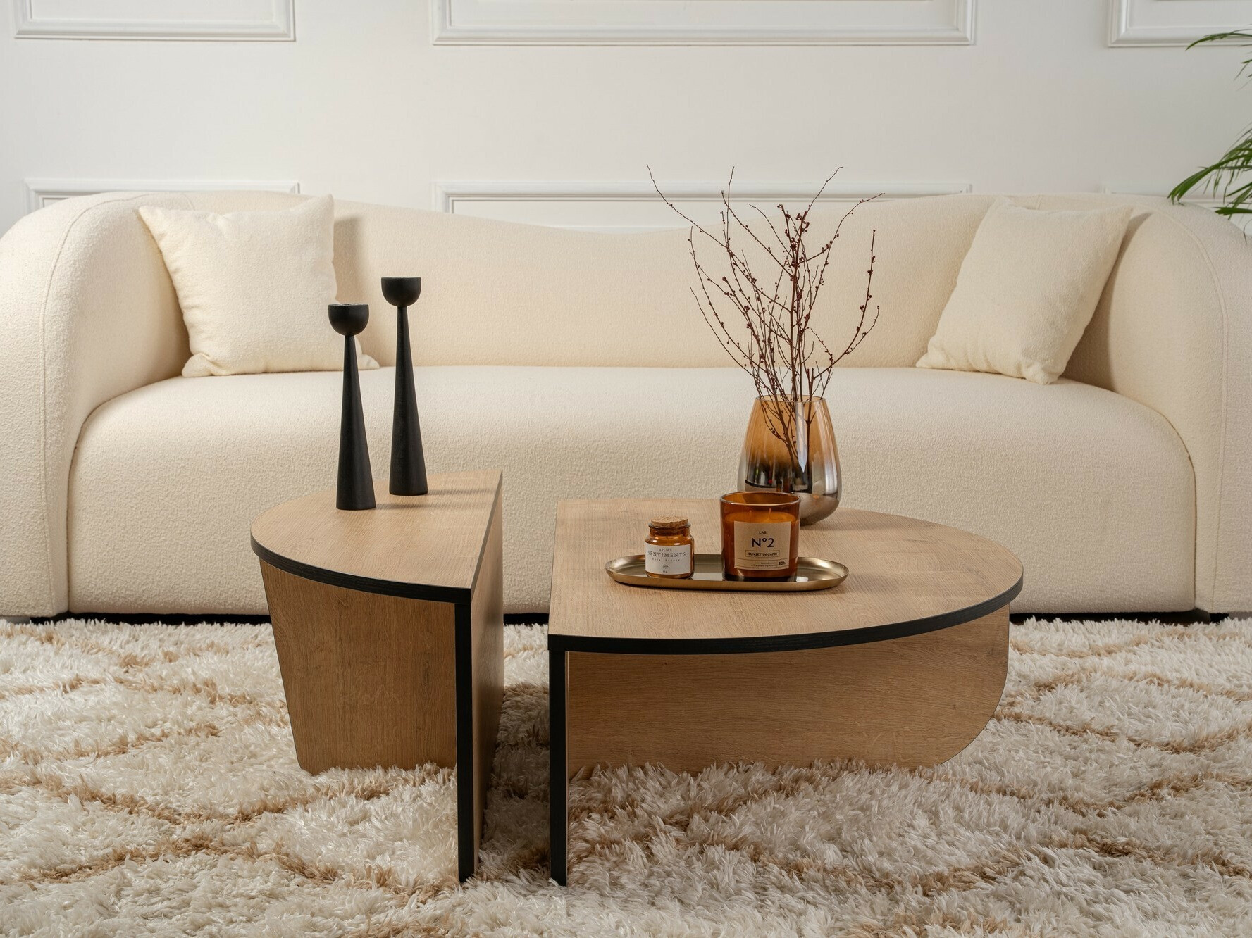 Žurnālu galdiņu komplekts Novato 100 (Medus ozols + Melns)