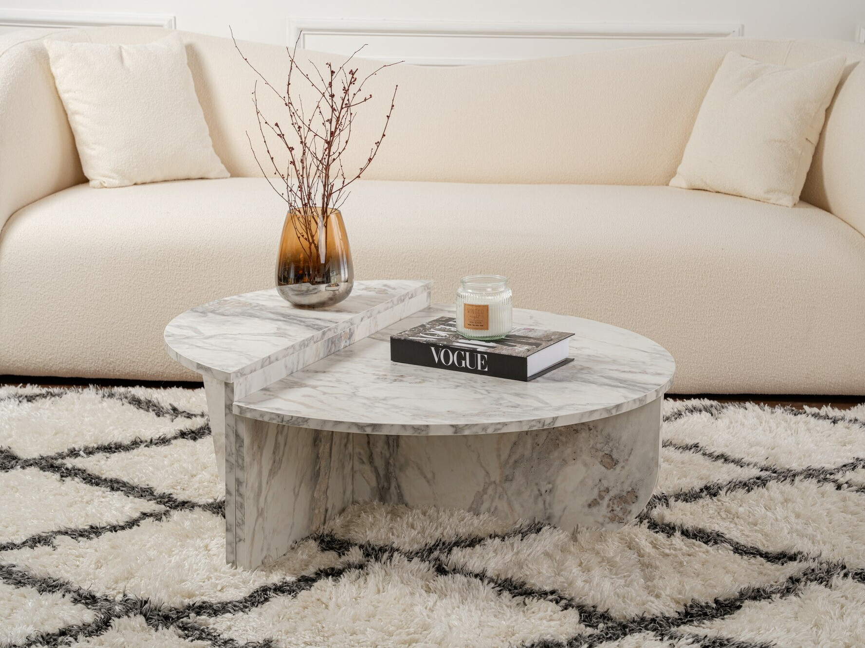 Žurnālu galdiņu komplekts Novato 100 (Pelēks marmors)