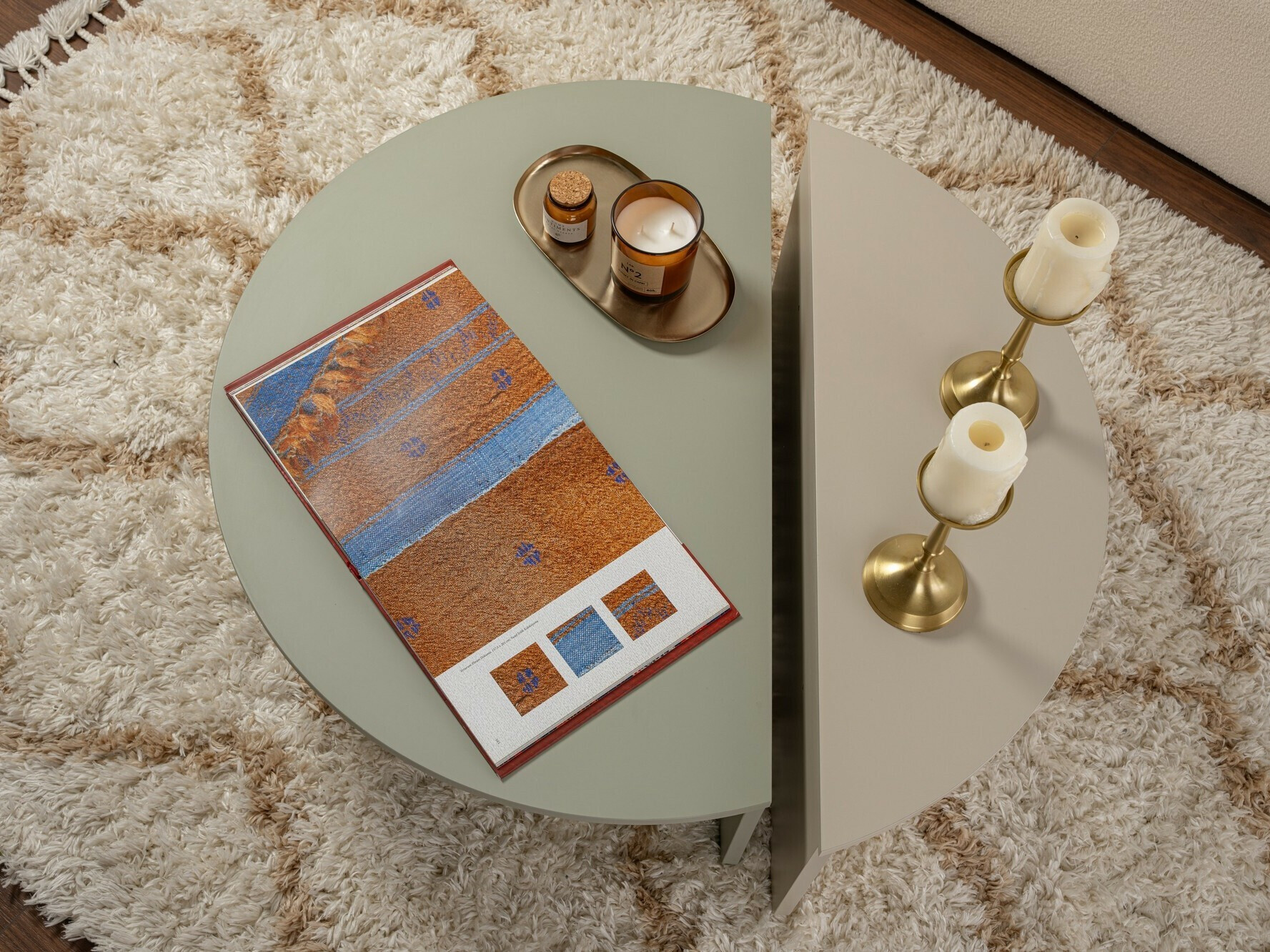 Žurnālu galdiņu komplekts Novato 100 (Zaļš + Bēšs)