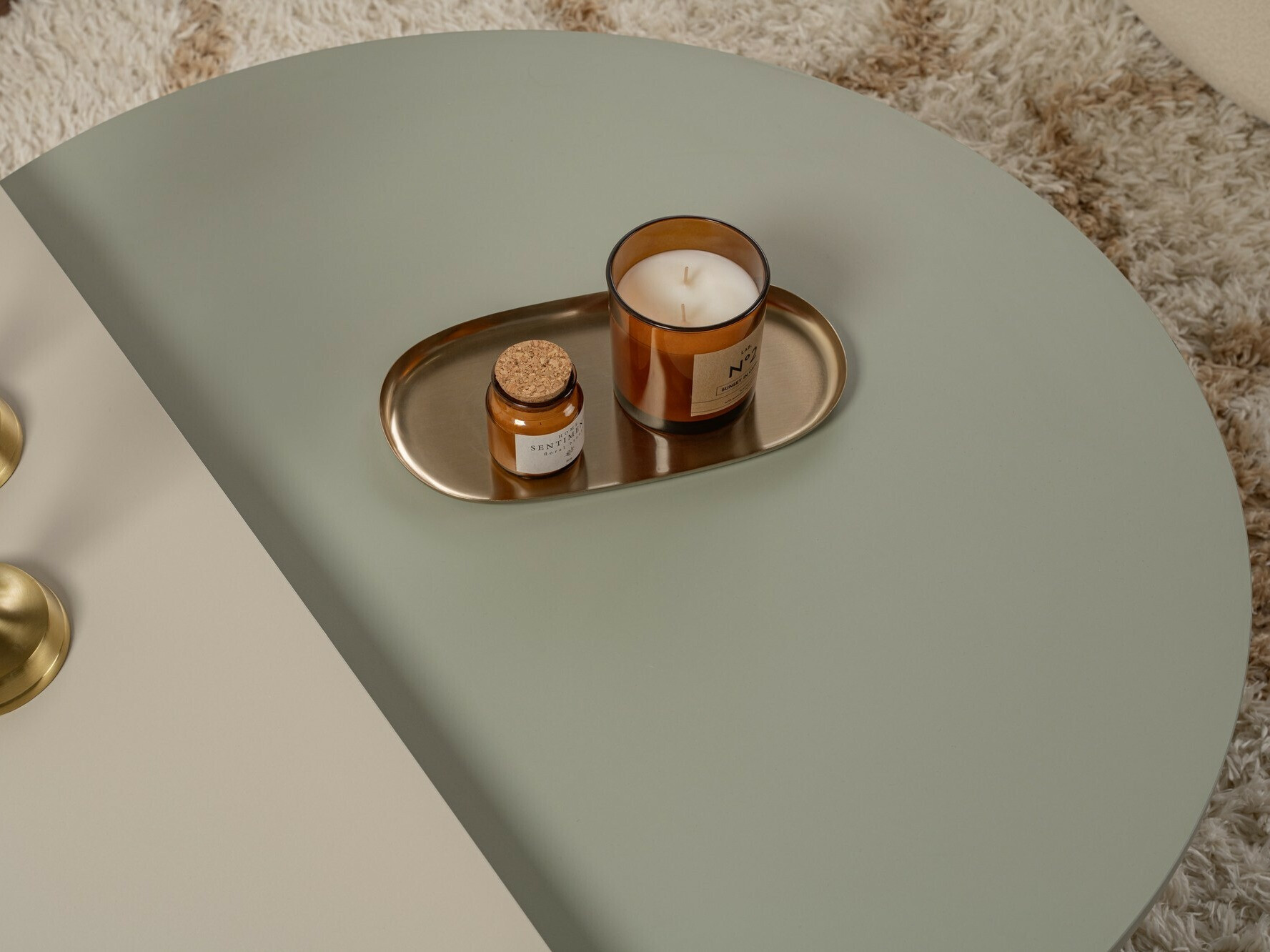 Žurnālu galdiņu komplekts Novato 100 (Zaļš + Bēšs)