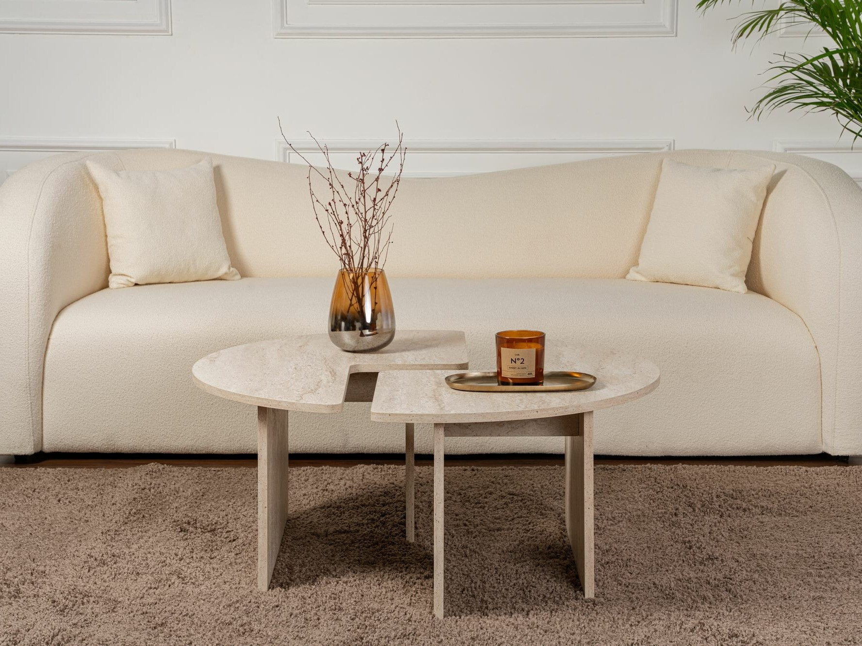 Žurnālu galdiņu komplekts Novato 114 (Gaišs travertīns)