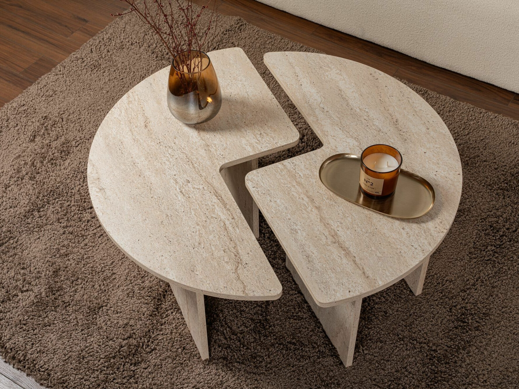 Žurnālu galdiņu komplekts Novato 114 (Gaišs travertīns)