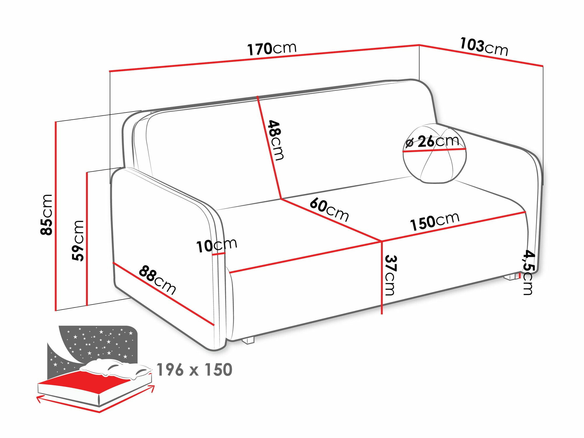 Диван-кровать Columbus 237 (Coral 45)