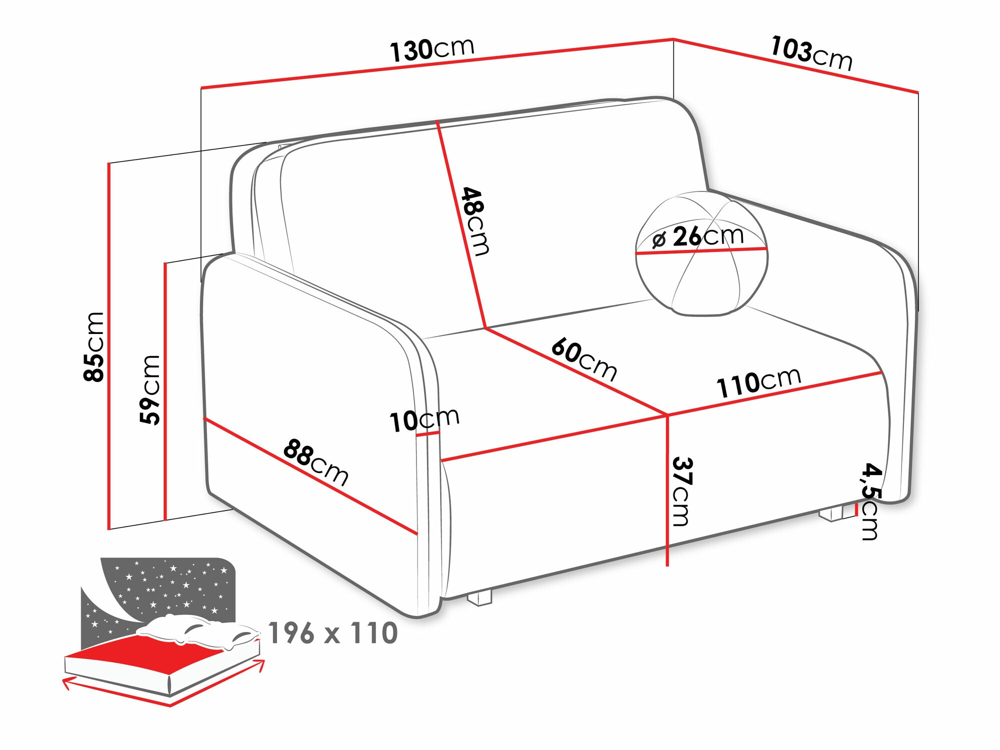 Диван-кровать Columbus 239 (Velo 635)