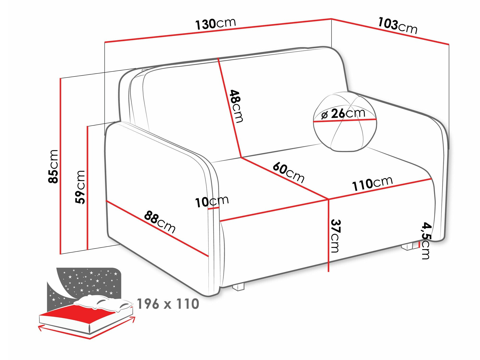 Dīvāns gulta Columbus 239 (Coral 15)