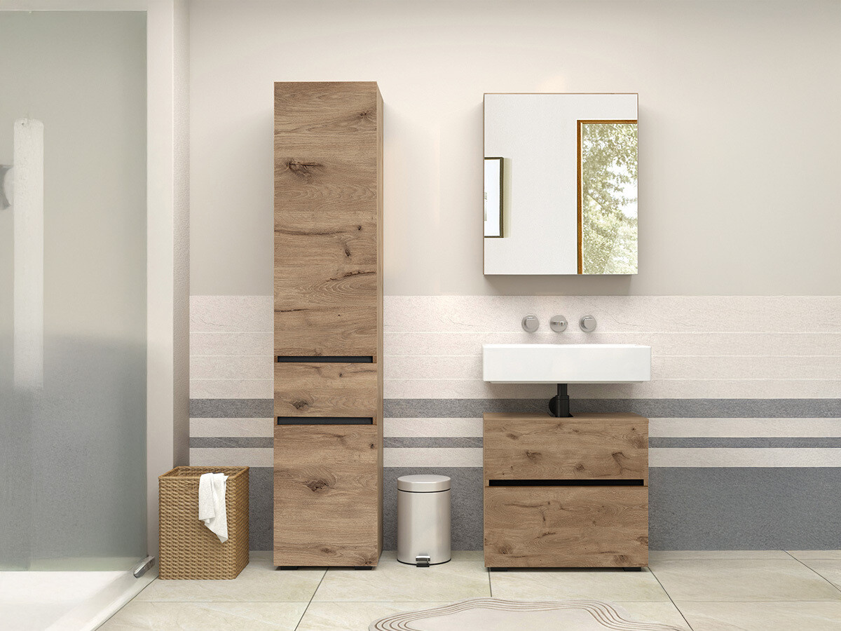 Stāvošs vannas istabas skapītis izlietnei Soncamu 110 (Ozols)