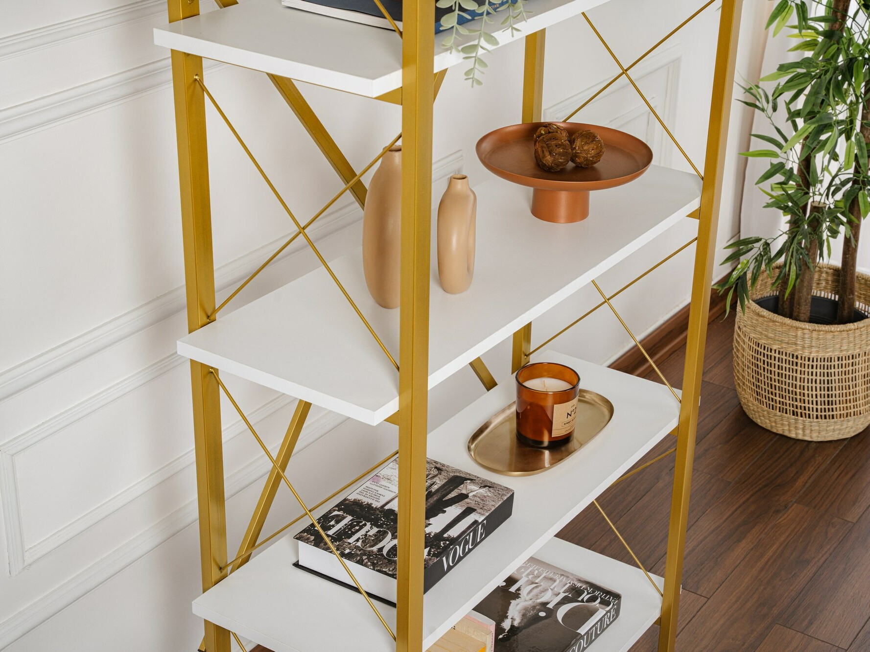 Стеллаж Novato 115 (Белый + Золотой)