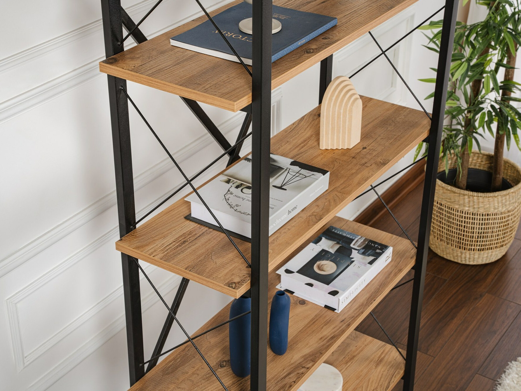 Стеллаж Novato 115 (Сосна + Чёрный)