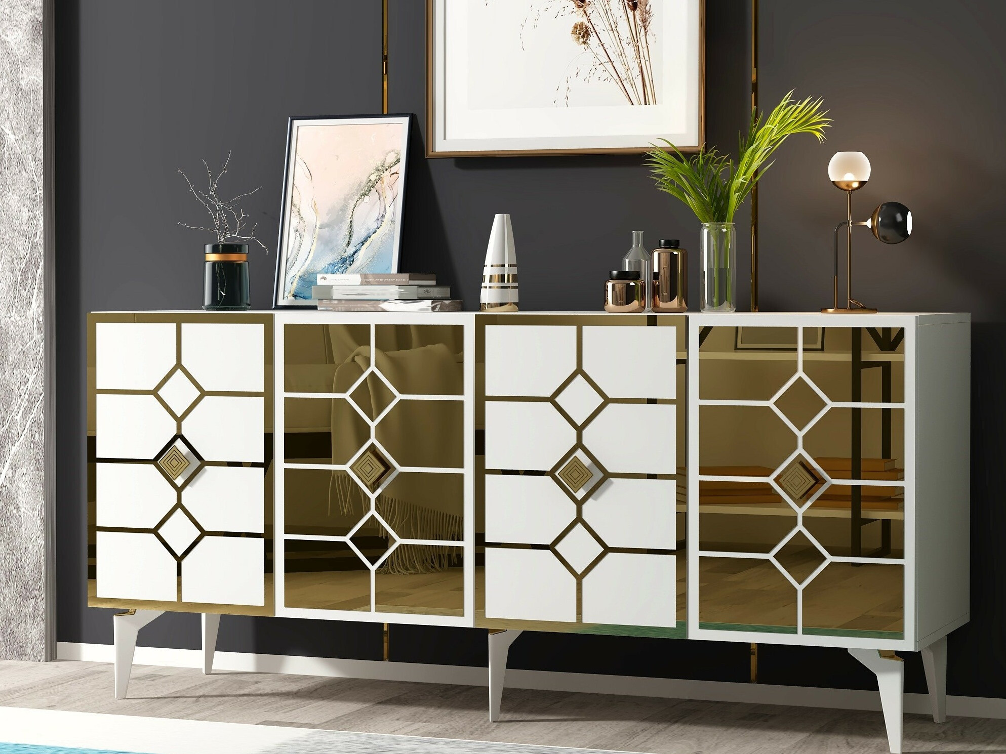 Шкафчик Kailua 2403 (Белый + Золотой)