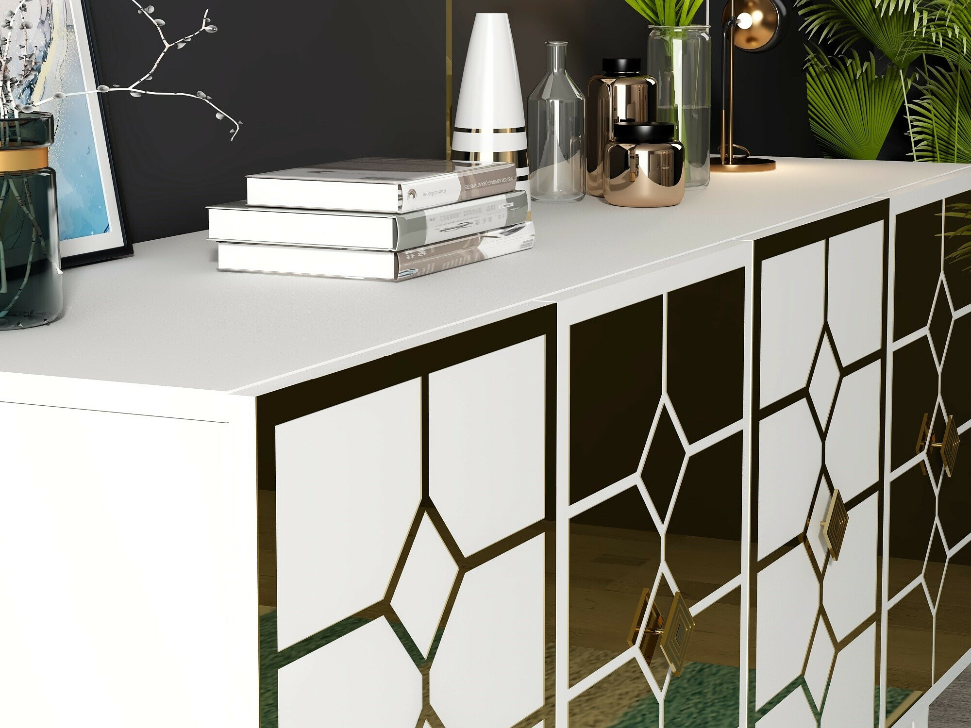 Шкафчик Kailua 2403 (Белый + Золотой)