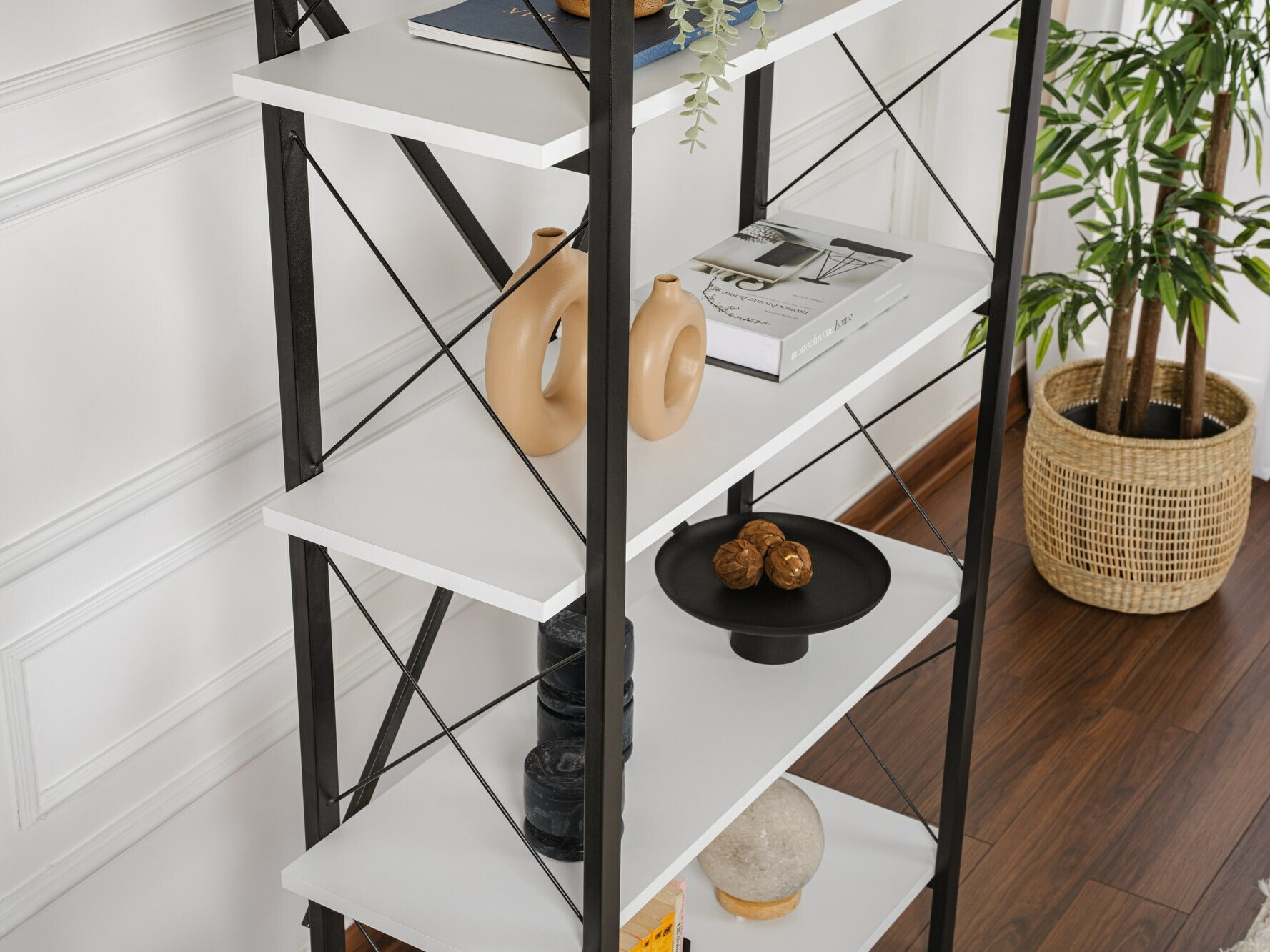 Стеллаж Novato 115 (Белый + Чёрный)