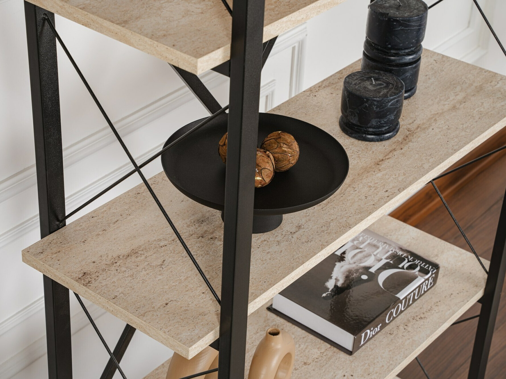 Стеллаж Novato 115 (Светло-коричневый + Чёрный)